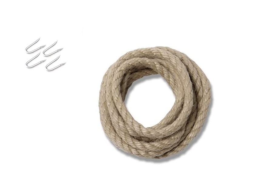 Decorative rope for wooden poles - 3 m Hempex rope - Set with staples
