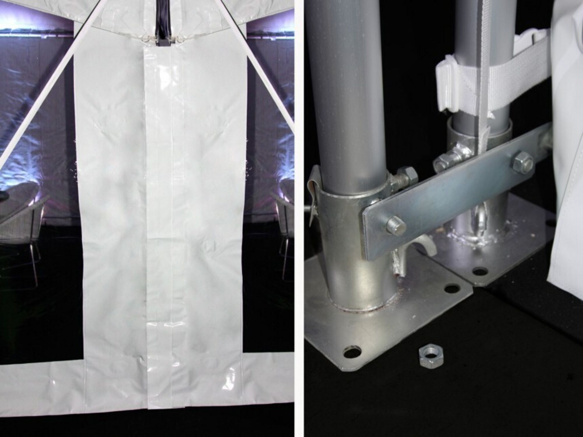 Vertical closing strip for two pagoda keder tents - White