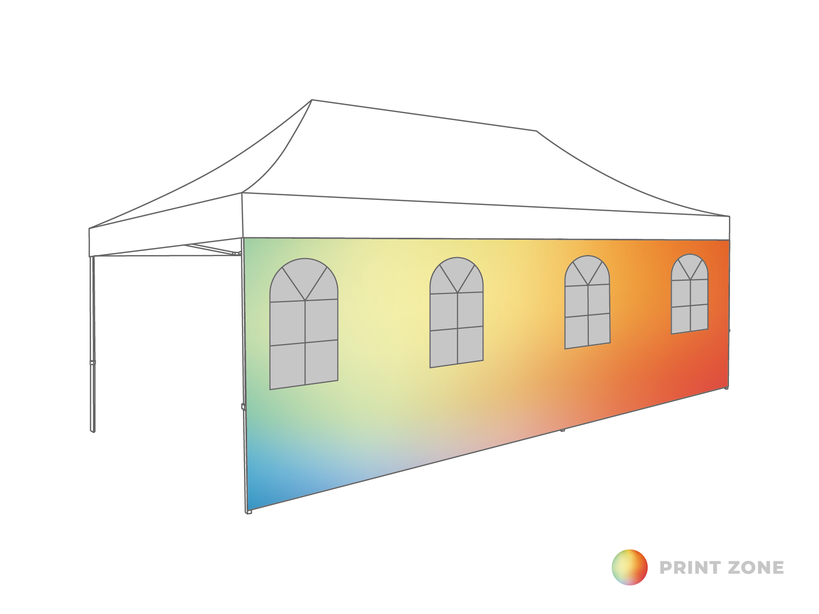 Folding tent Sidewall arched window - 6m - Polyester (for 3x6) Print