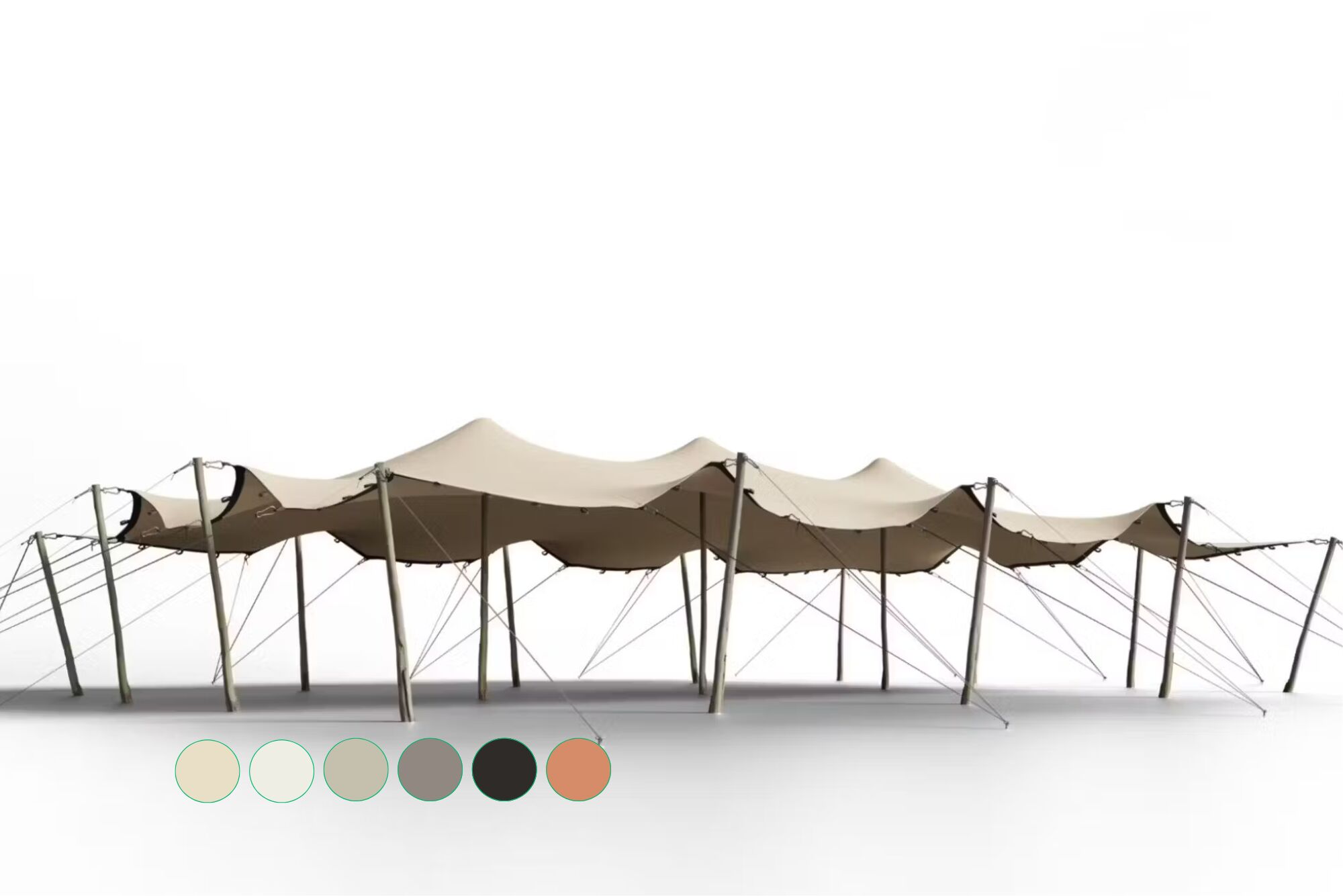 Hiflexx stretchtent zeil (740 g/m²) met lussen - 10 x 17 m Zand/Zand