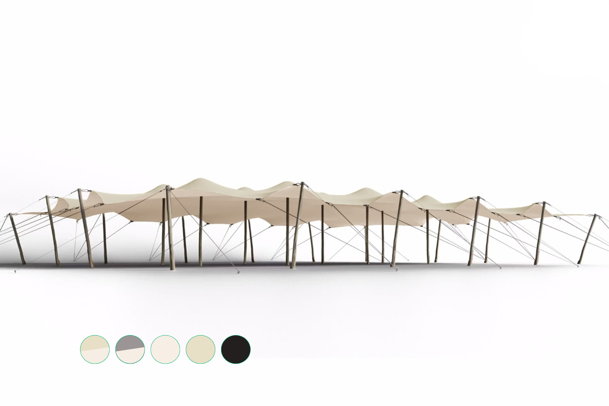 Triflexx Stretchzelt Plane (560 g/m²) mit Klemmen - 15 x 20 m Sand/Creme