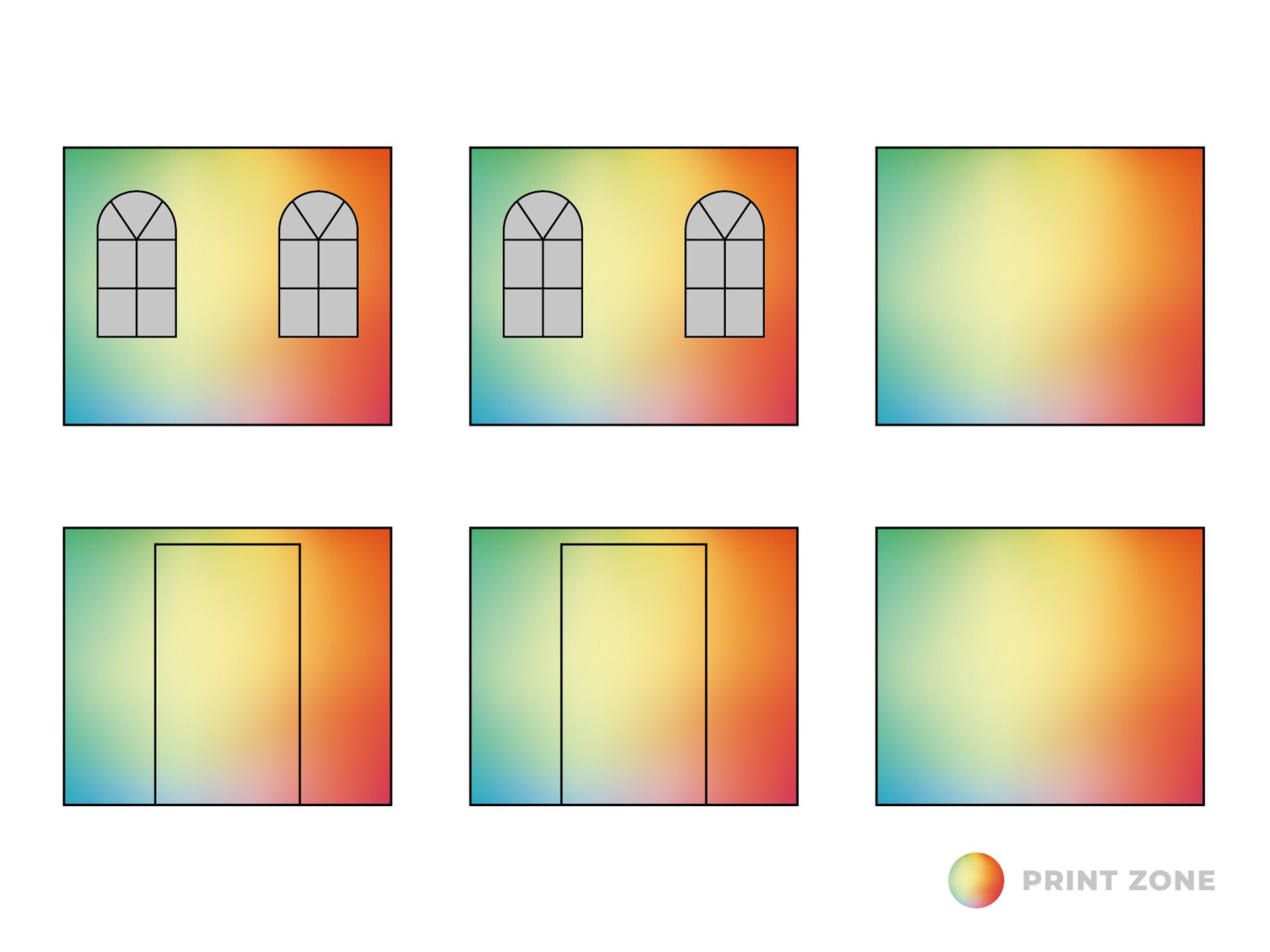 Kit de parois latérales avec sac de transport - Fenêtres en arche - 3x6m - print