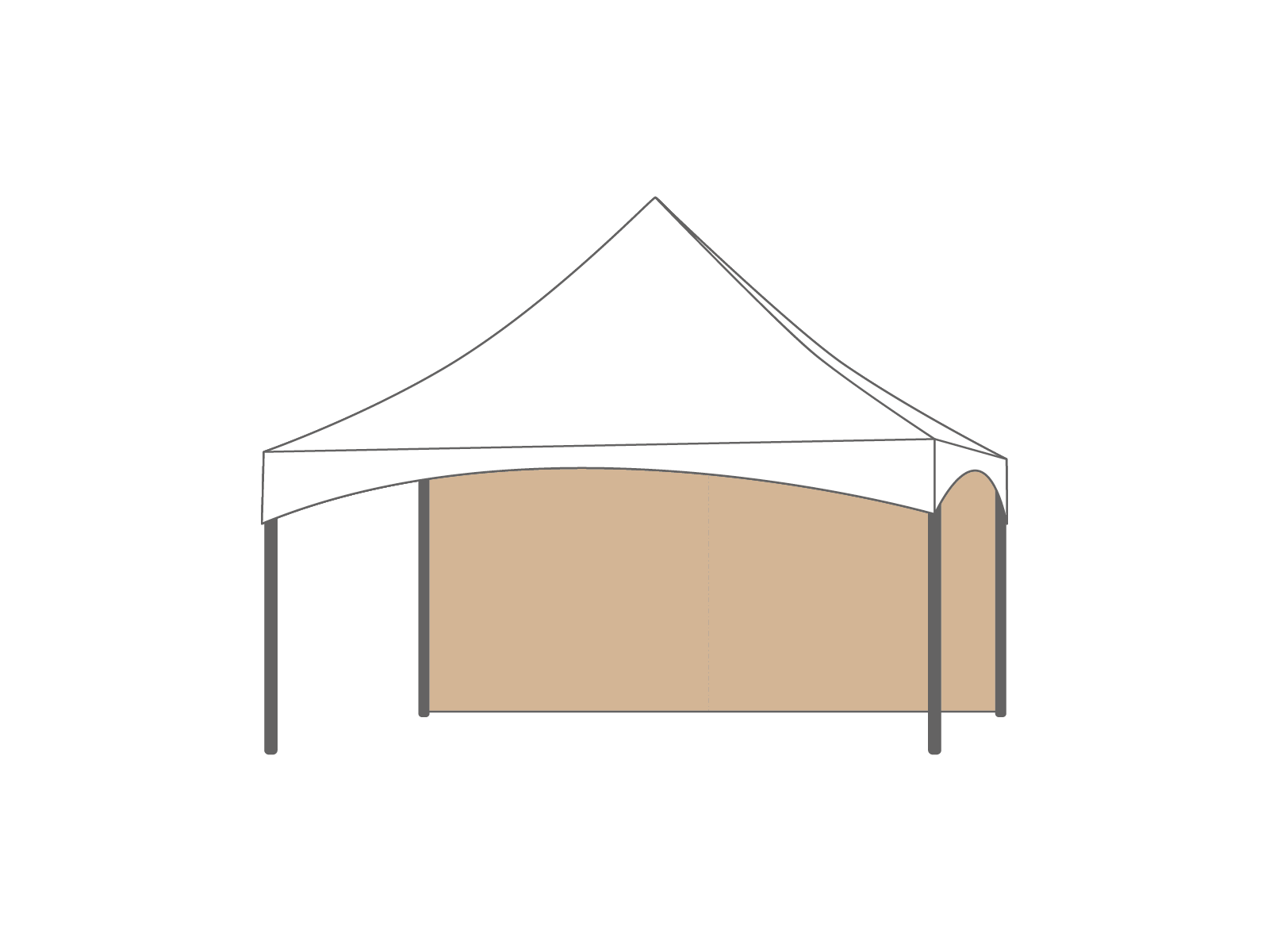 Pagodetent keder zijwand 5m Zand