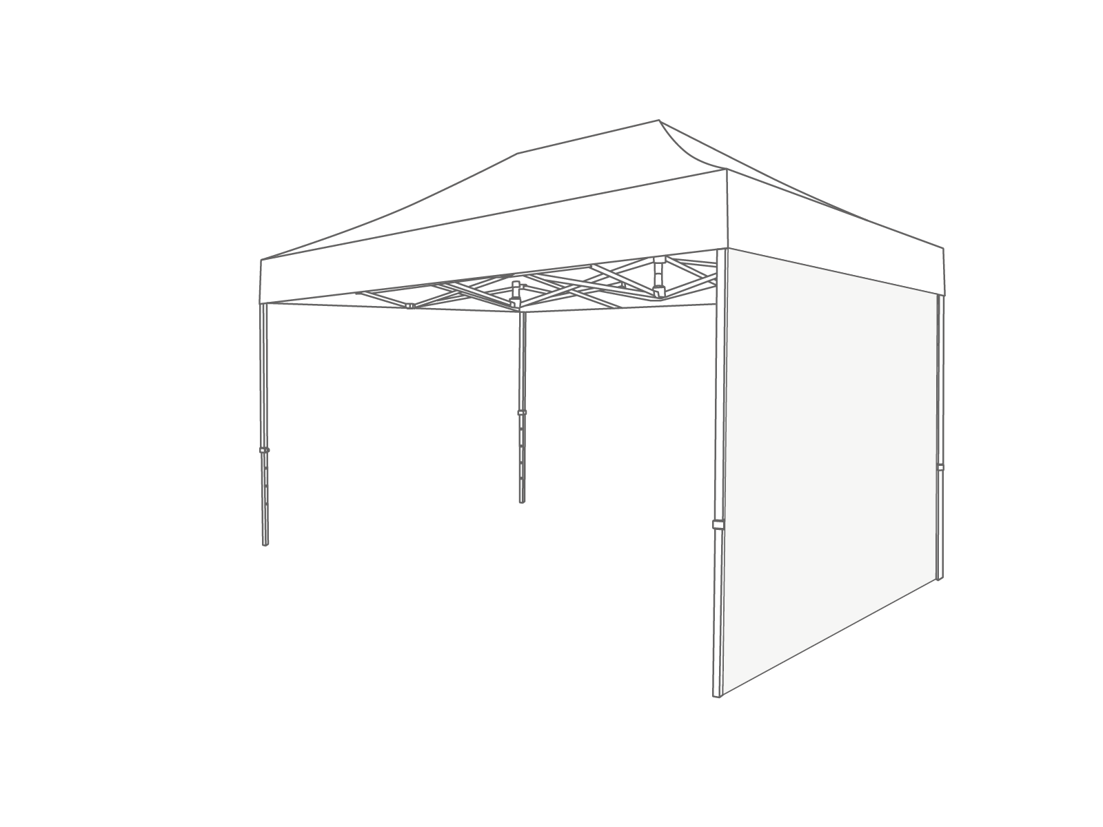 DON'T USE-Folding tent Sidewall closed - 2m - PVC (matt) White