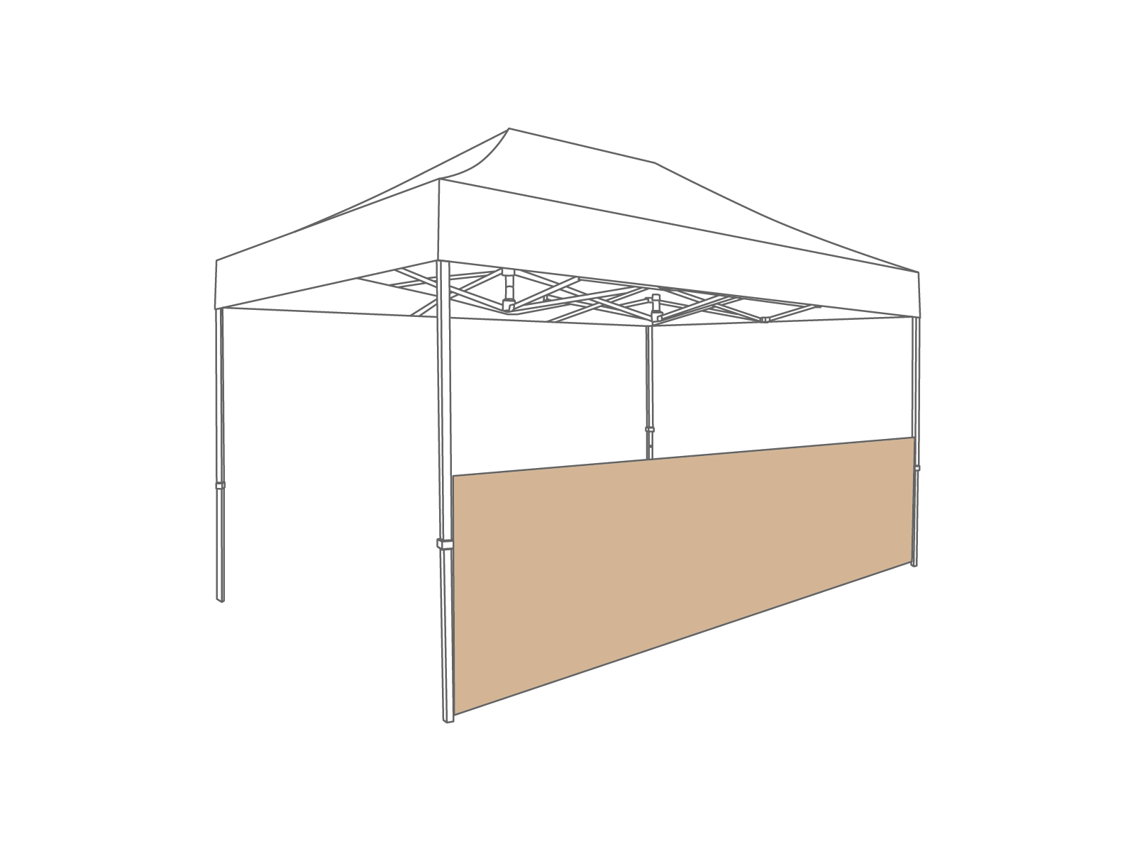 Tonnelle pliante Demi paroi larérale - 4,5m - PVC (mat) Desert Sand