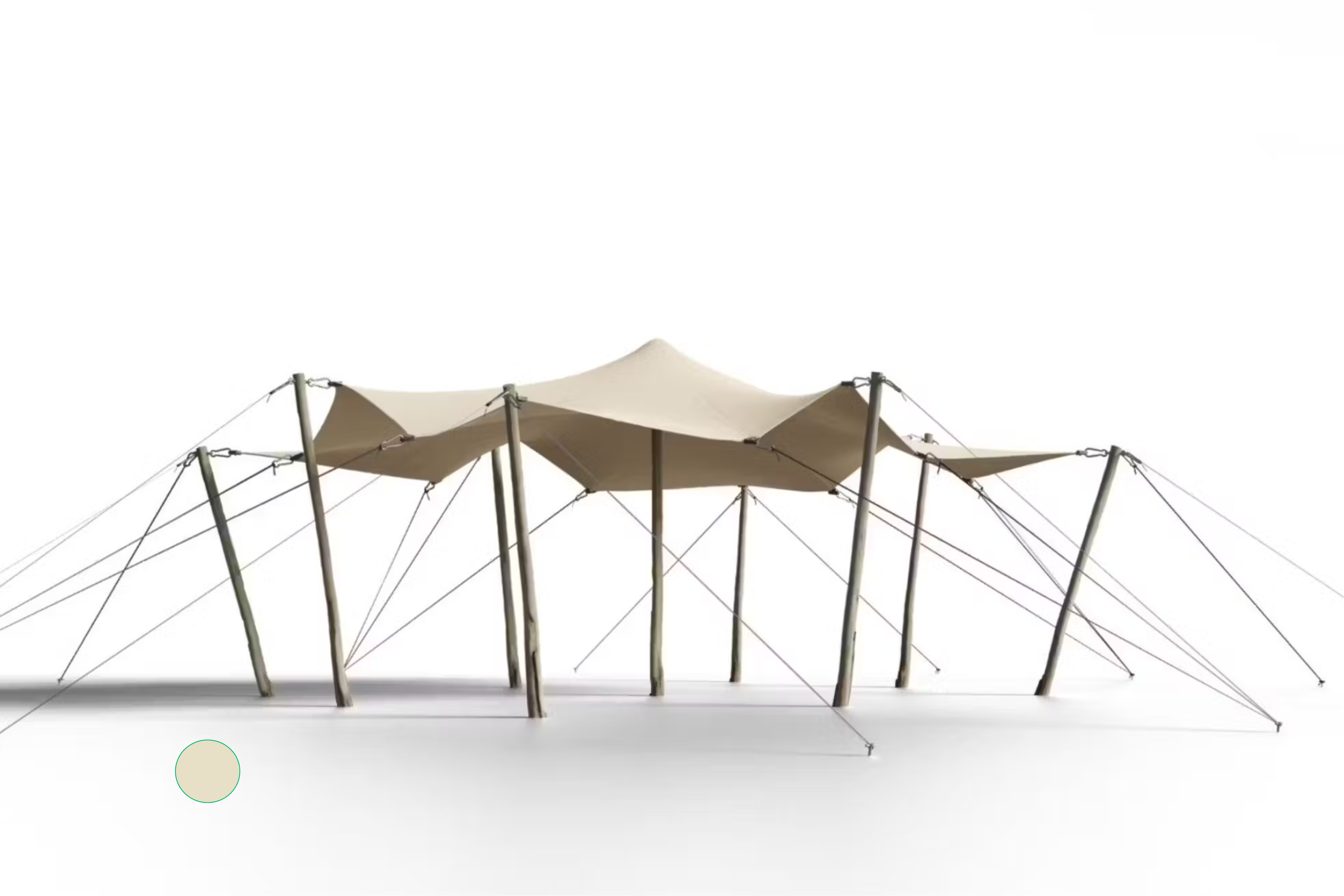 Hiflexx stretch tent canvas (740 g/m²) with clamps - 6,5 x 5 m Sand/Sand