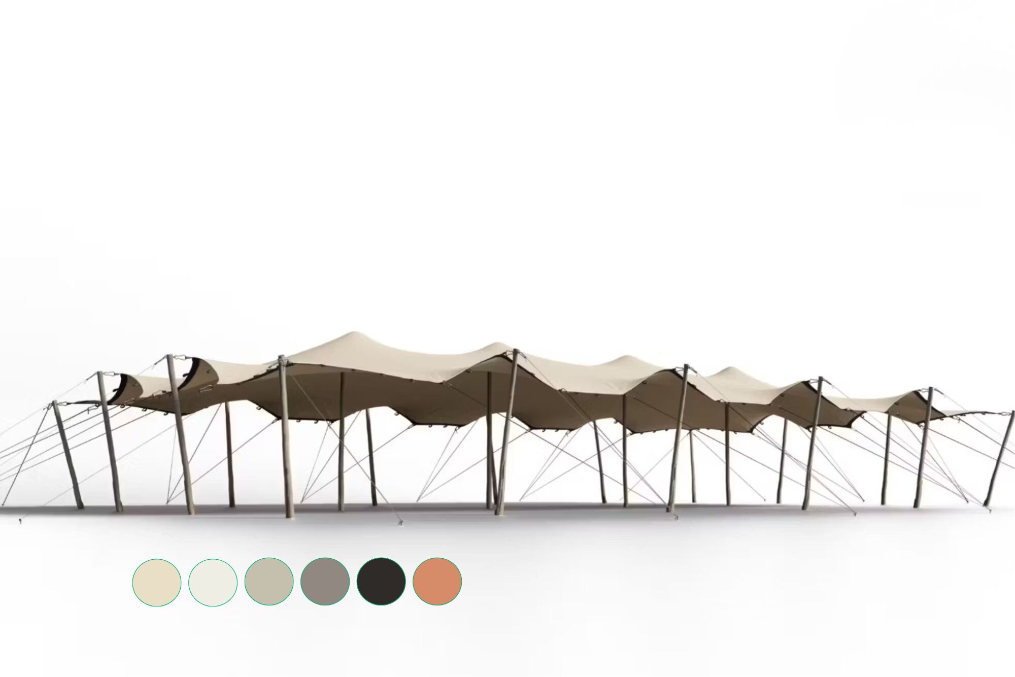 Hiflexx stretchtent zeil (740 g/m²) met lussen - 10 x 21,5 m Zand/Zand