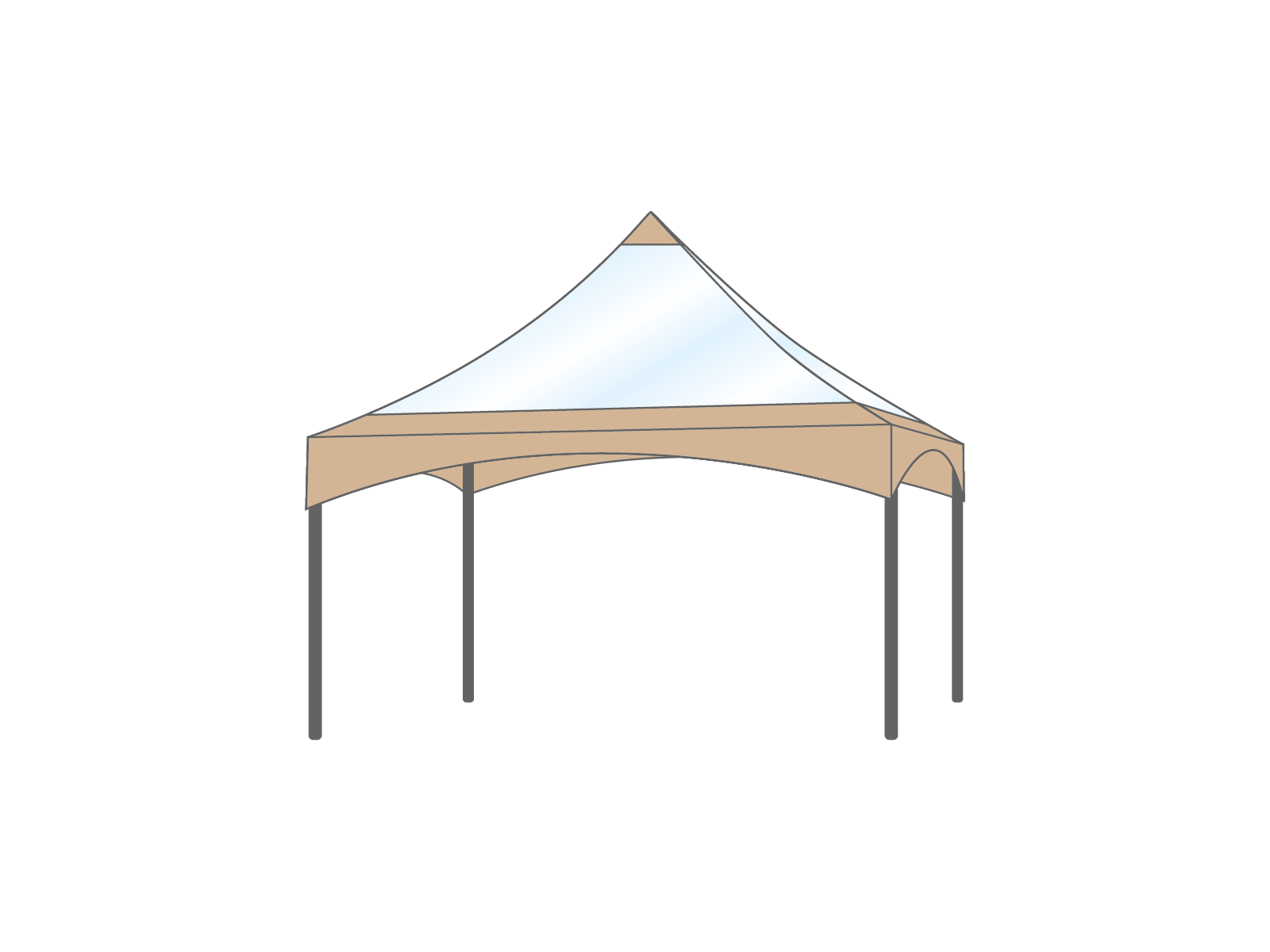 Carpa jaima - techo panorámico - 4x4m arena