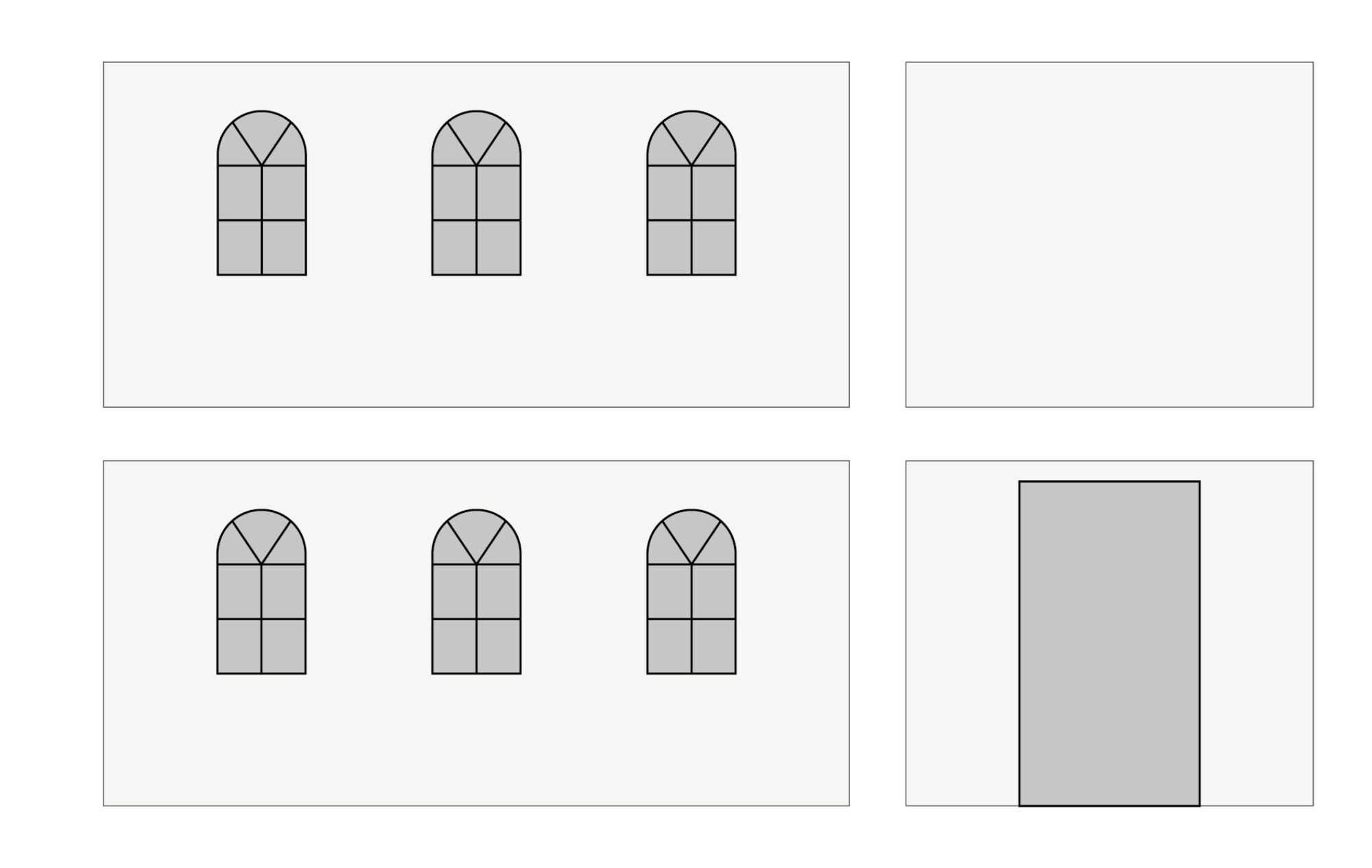 Faltpavillon Seitenwandset mit Tragetasche - Bogenfenster - 2 x 4 m - Polyester weiß