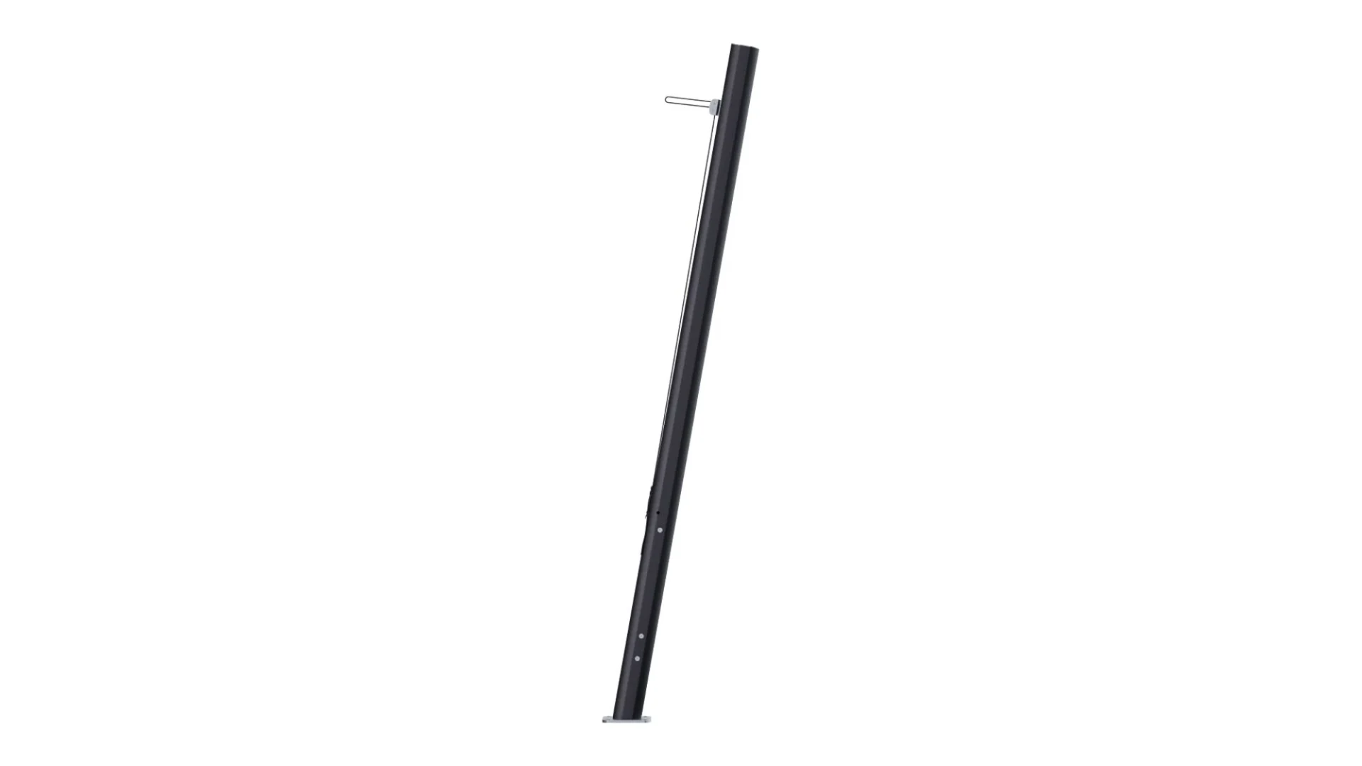 Black aluminium stretch tent pole with integrated tensioning system on a white background.