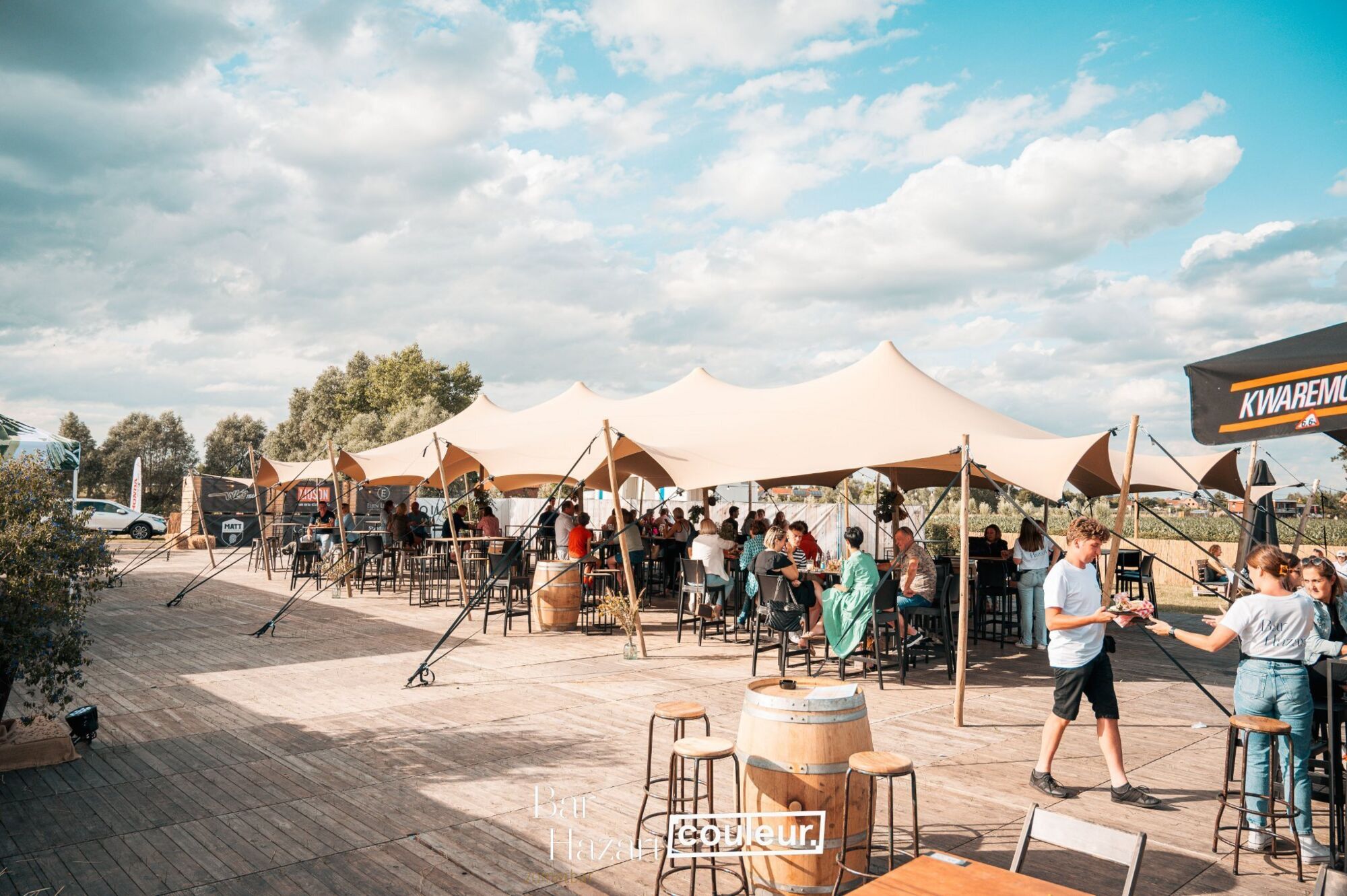 Carpa beduina Triflexx (560 g/m²) con abrazaderas - 10 x 21,5 m - Sahara/Sahara