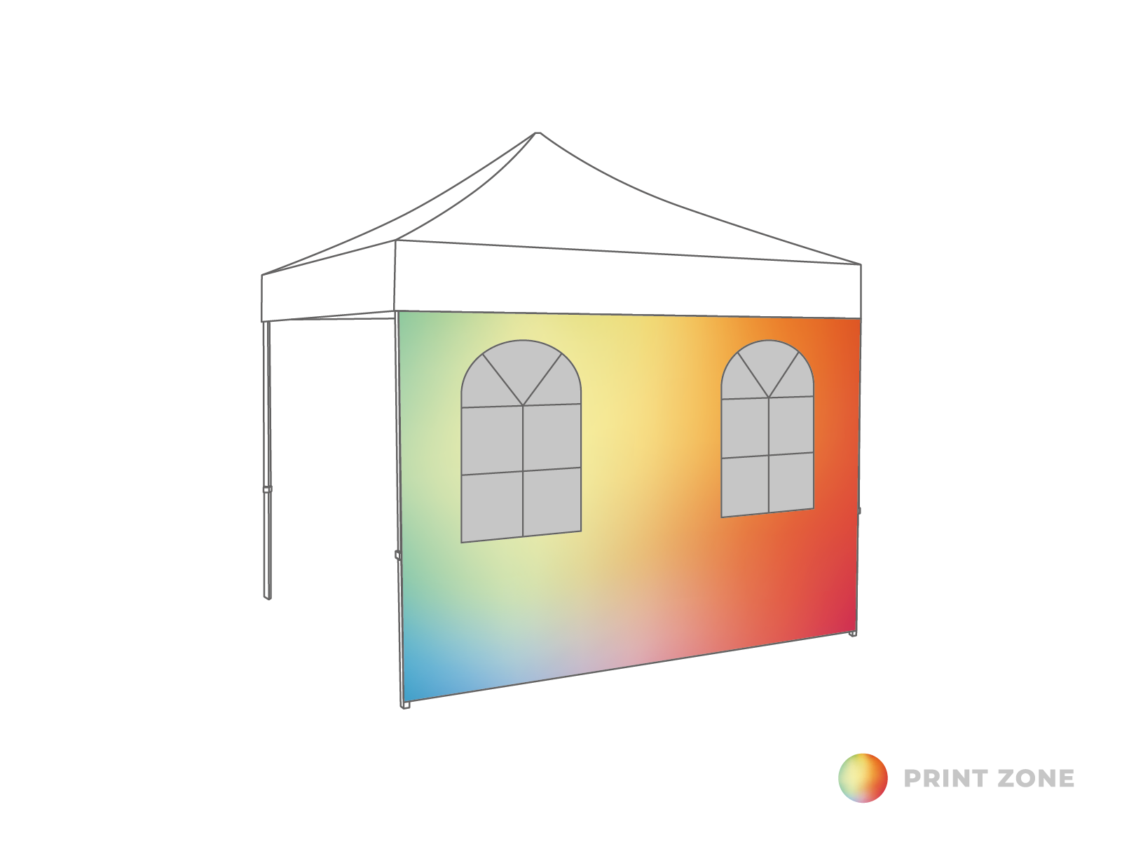 Folding tent Sidewall arched window - 3m - Polyester Print