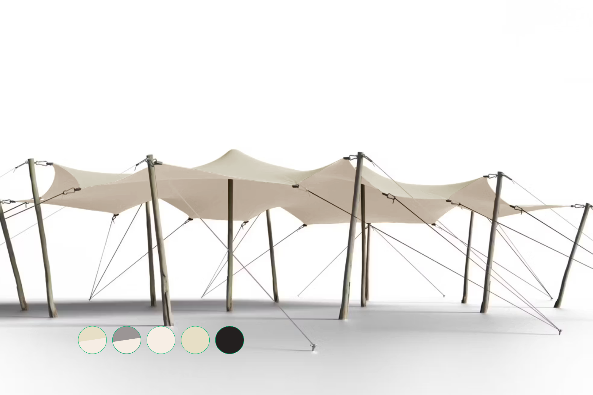 Triflexx stretch tent canvas (560 g/m²) with clamps - 6,5 x 10 m Sand/Cream