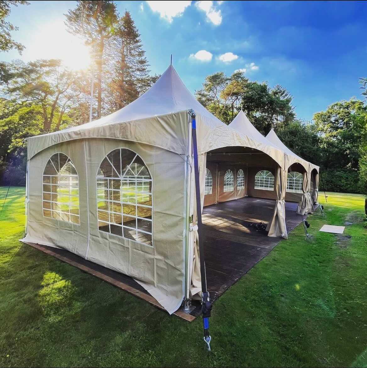 Pagodetent keder ronde palen - incl zijwanden - 5x5m Wit