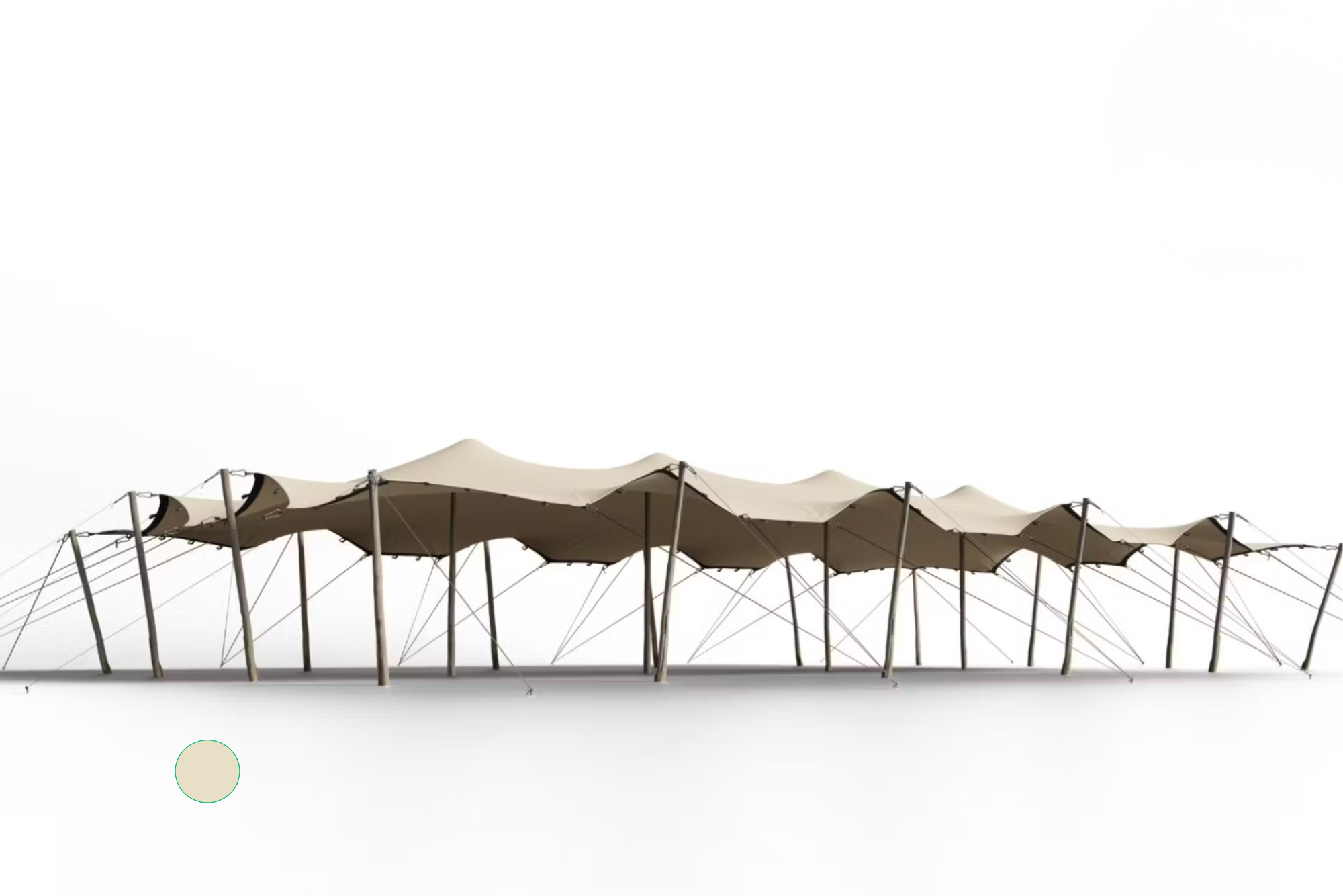 Hiflexx Stretchzelt Plane (740 g/m²) mit Schleifen - 10 x 21,5 m Sand/Sand