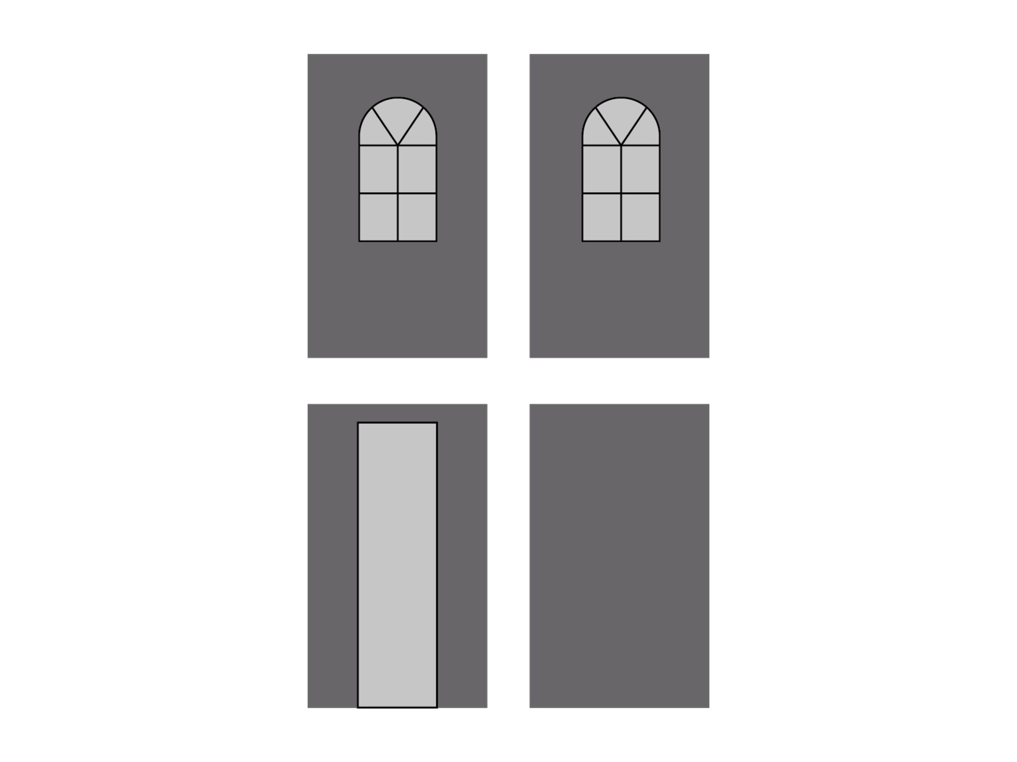 Kit de parois latérales avec sac de transport - Fenêtres en arche - 1,5x1,5m - anthracite