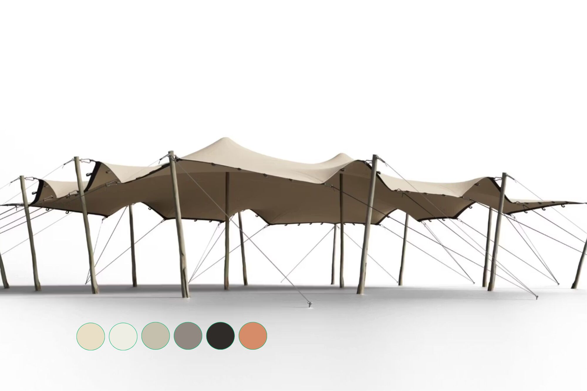 Hiflexx stretchtent zeil (740 g/m²) met lussen - 10 x 12,5 m Zand/Zand