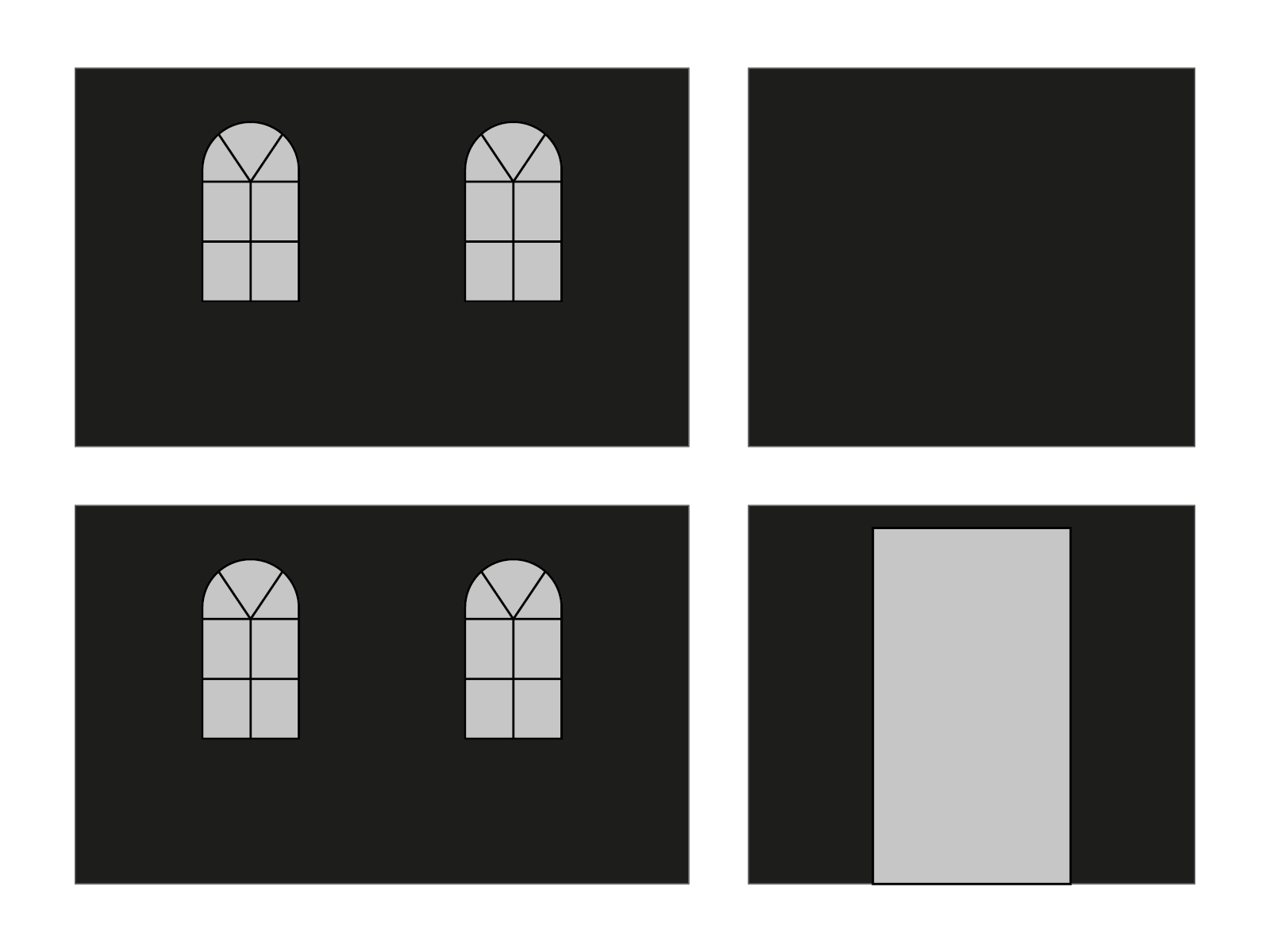 Set de paredes laterales con bolsa de transporte - Ventanas en arco - 2x3m - negro