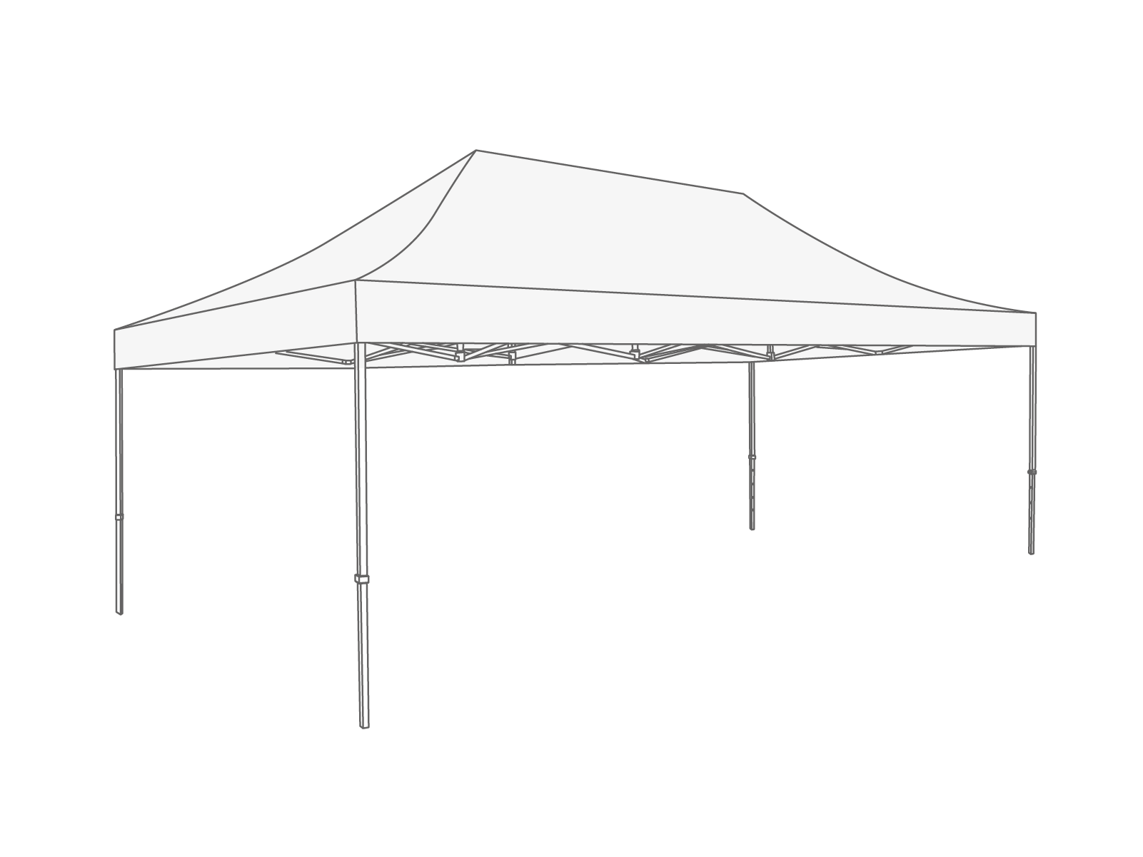 Techo - carpa plegable - 4x6m - PVC (mate) blanco