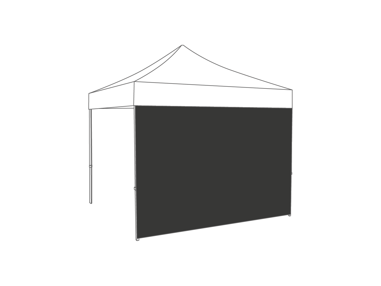 Faltpavillon Seitenwand geschlossen - 3 m - Polyester Anthrazit