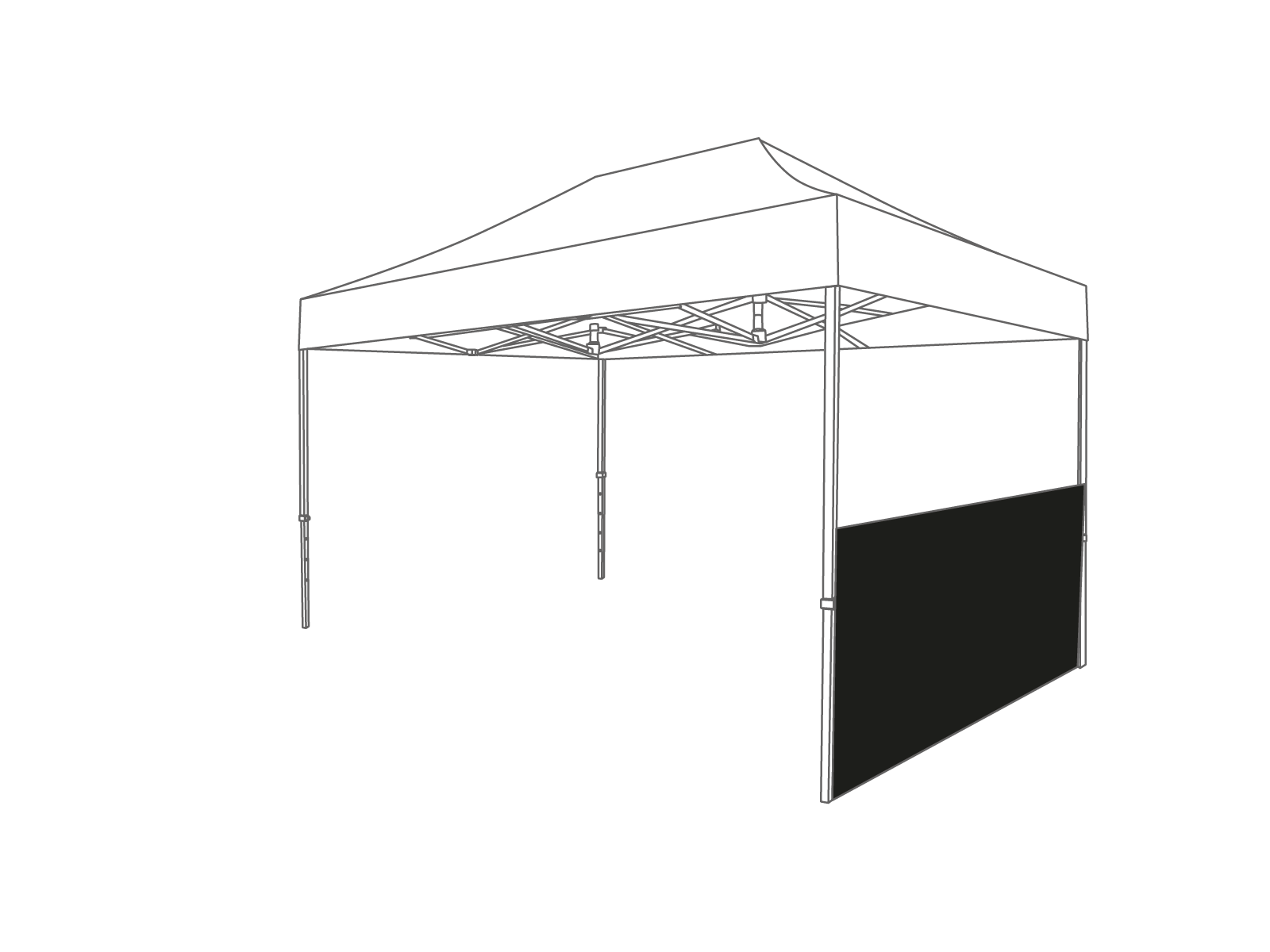 Carpa plegable - Media pared - 2m - Poliéster Negro