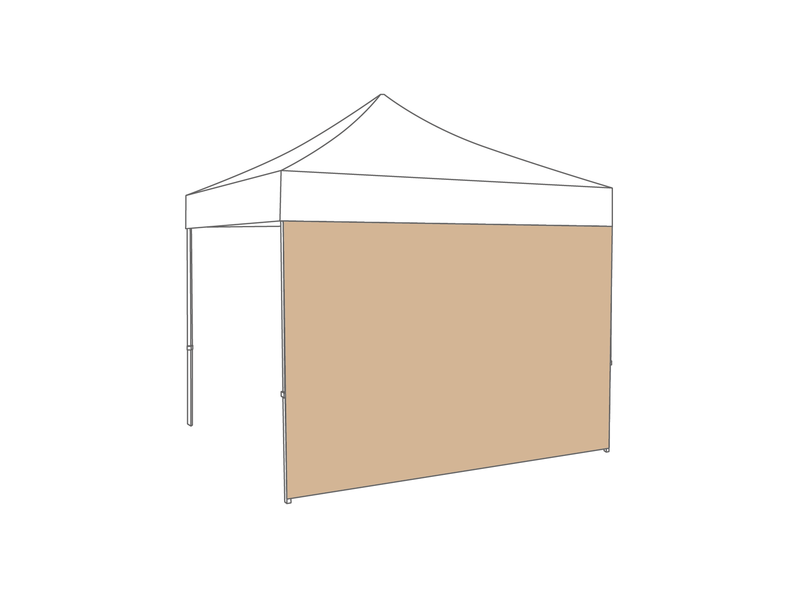 Folding tent Sidewall closed - 3m - PVC (matt) Desert Sand