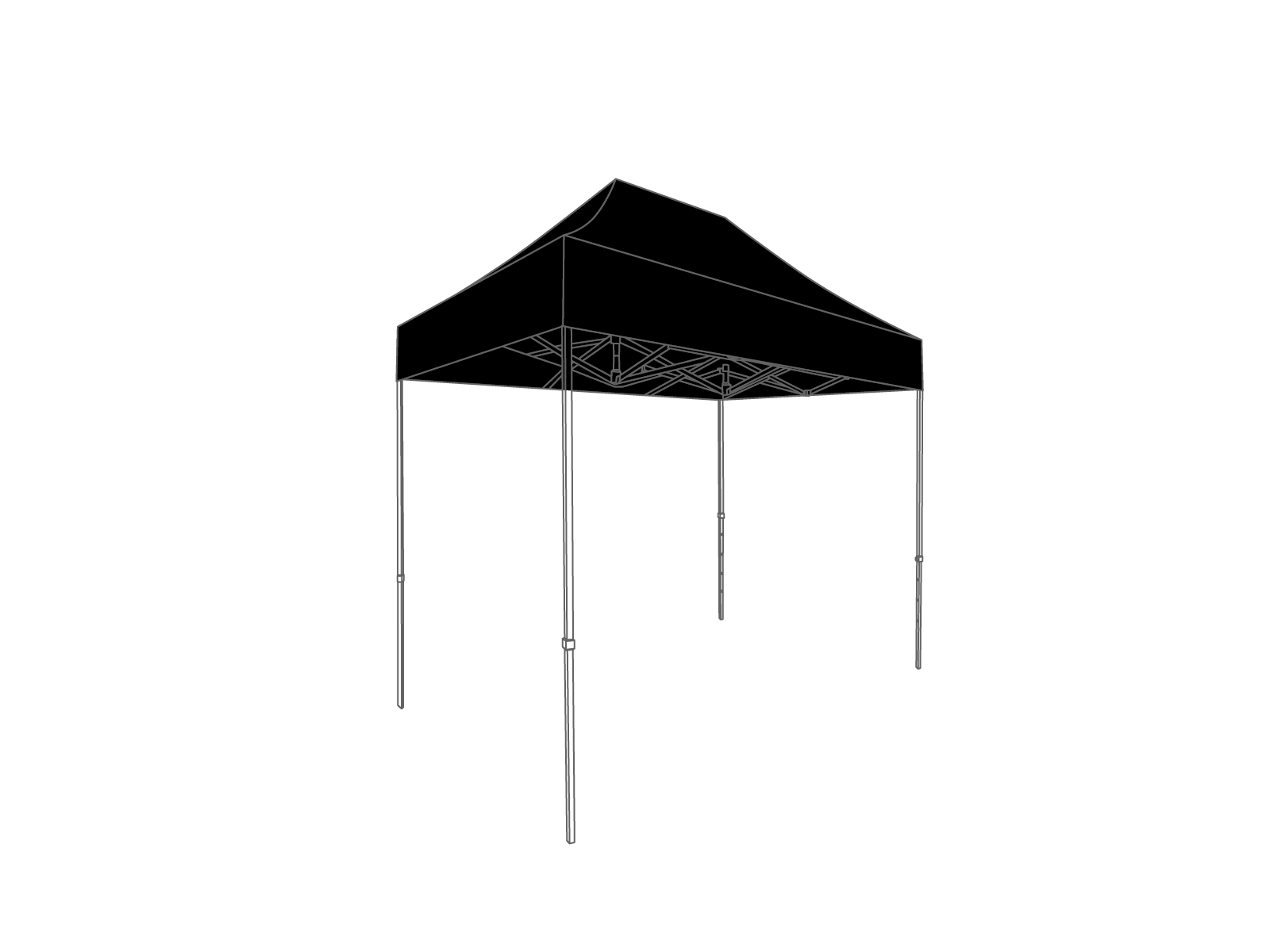 Tonnelle pliante Bâche de toit - 2x3m - PVC (mat) Noir