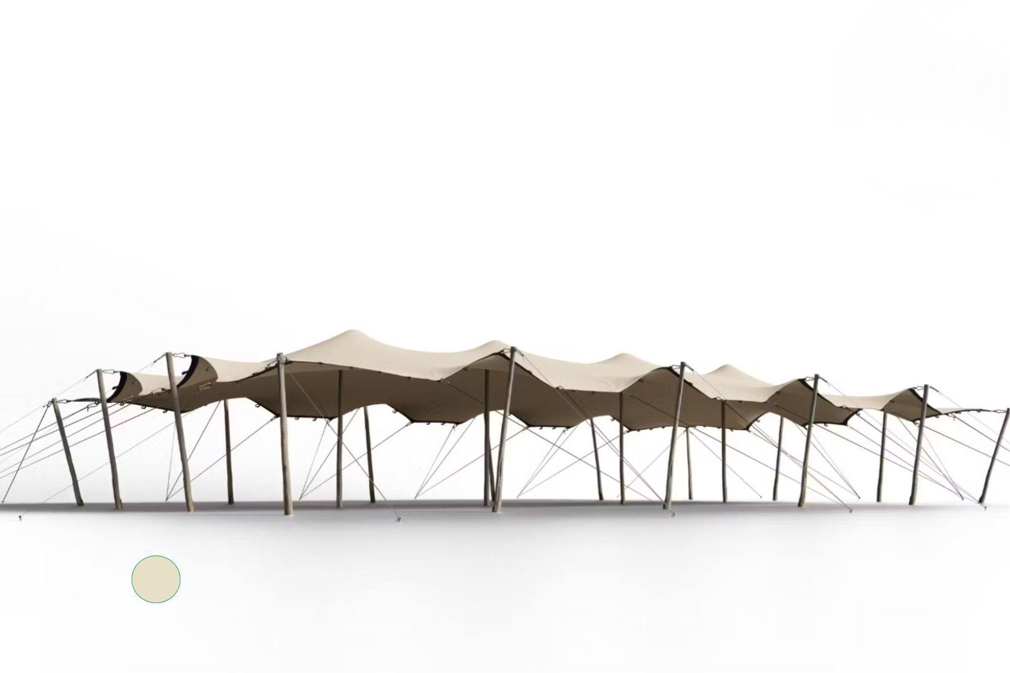 Hiflexx Stretchzelt Plane (740 g/m²) mit Schleifen - 10 x 21,5 m Sand/Sand