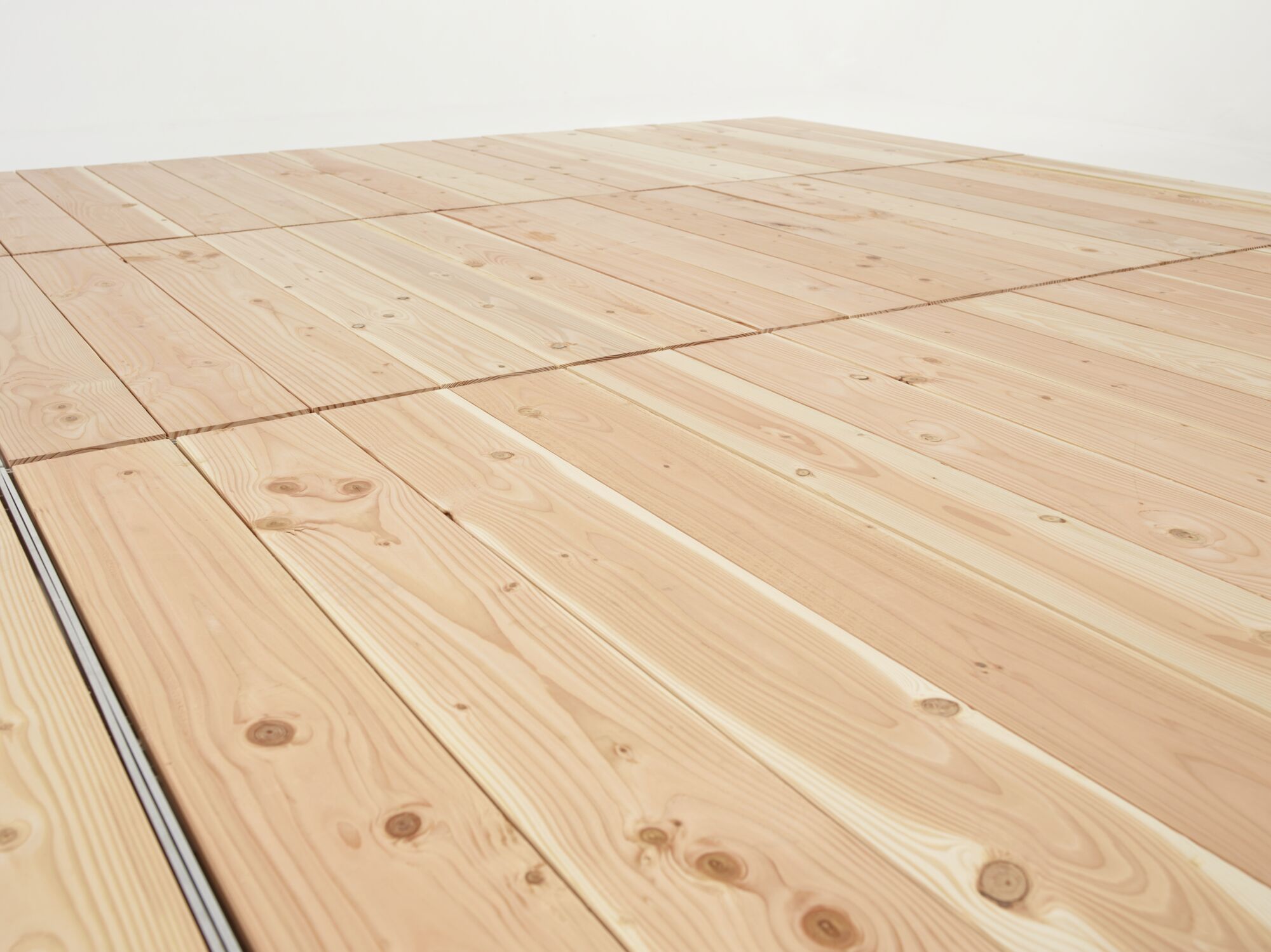 Plancher cassette assemblé avec système d'encliquetage et amortissement - 1 x 2.5 m - bois de pin