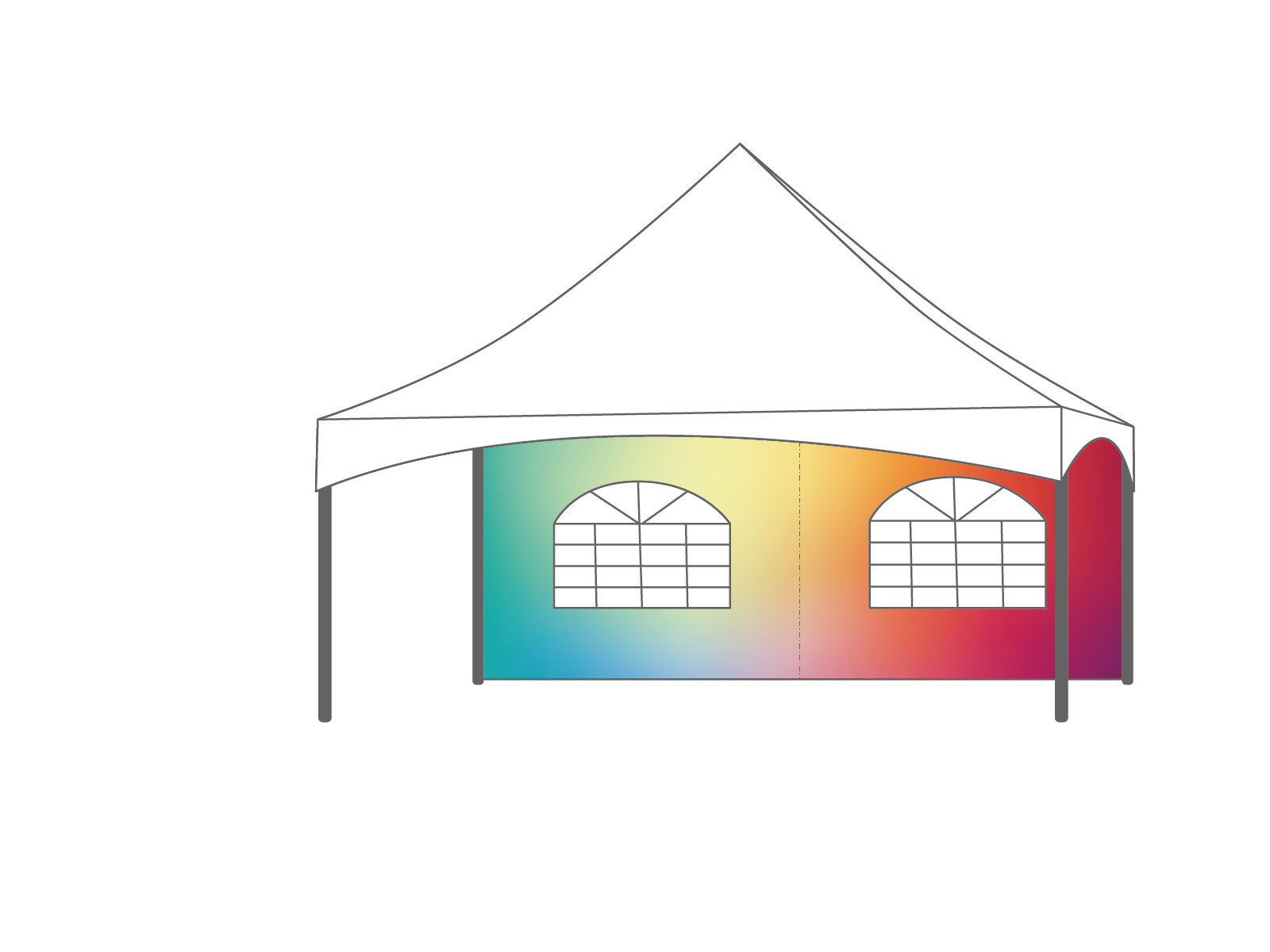 Pagoda tent keder sidewall window 6m Print