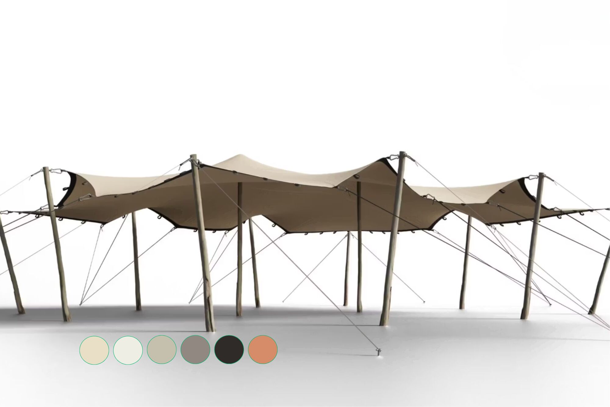 Hiflexx stretchtent zeil (740 g/m²) met lussen - 8,5 x 12,5 m Zand/Zand