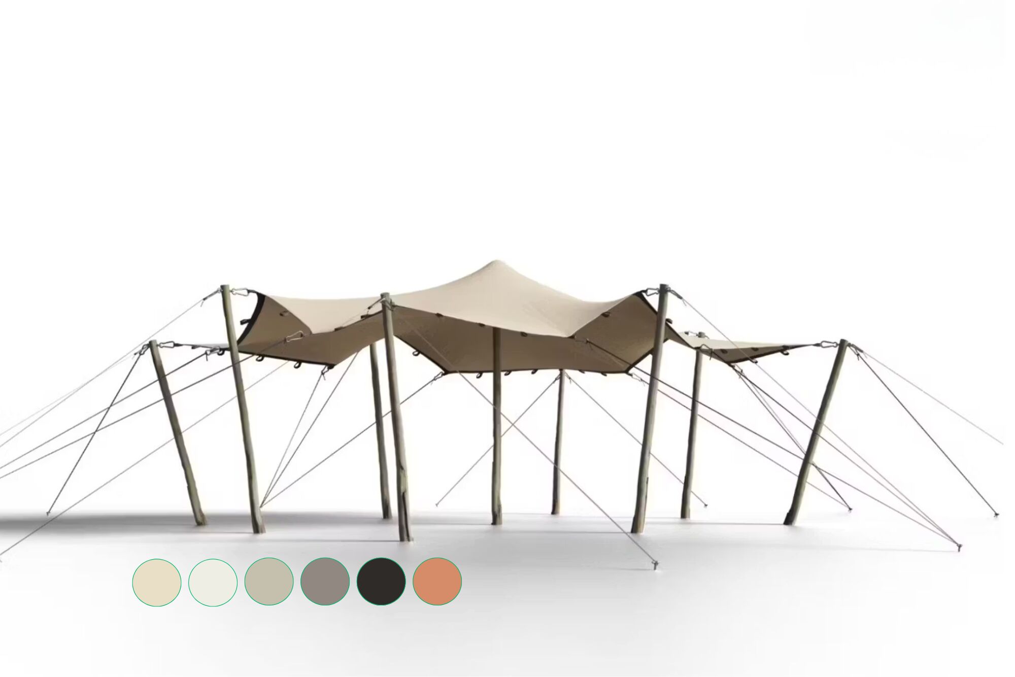 Hiflexx stretchtent zeil (740 g/m²) met lussen - 6,5 x 5 m Zand/Zand