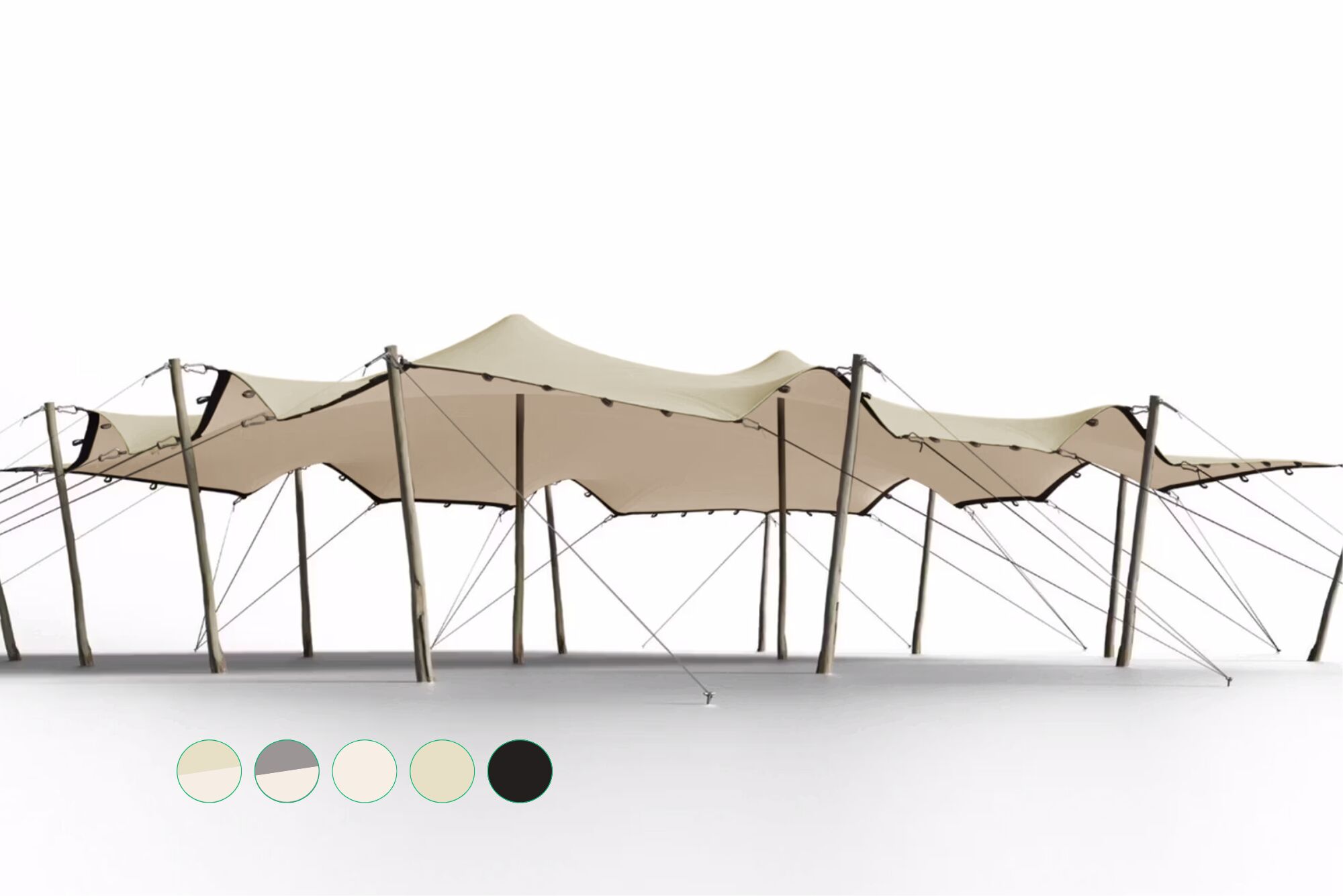 Triflexx stretchtent zeil (560 g/m²) met lussen - 10 x 12,5 m Zand/Gebroken wit