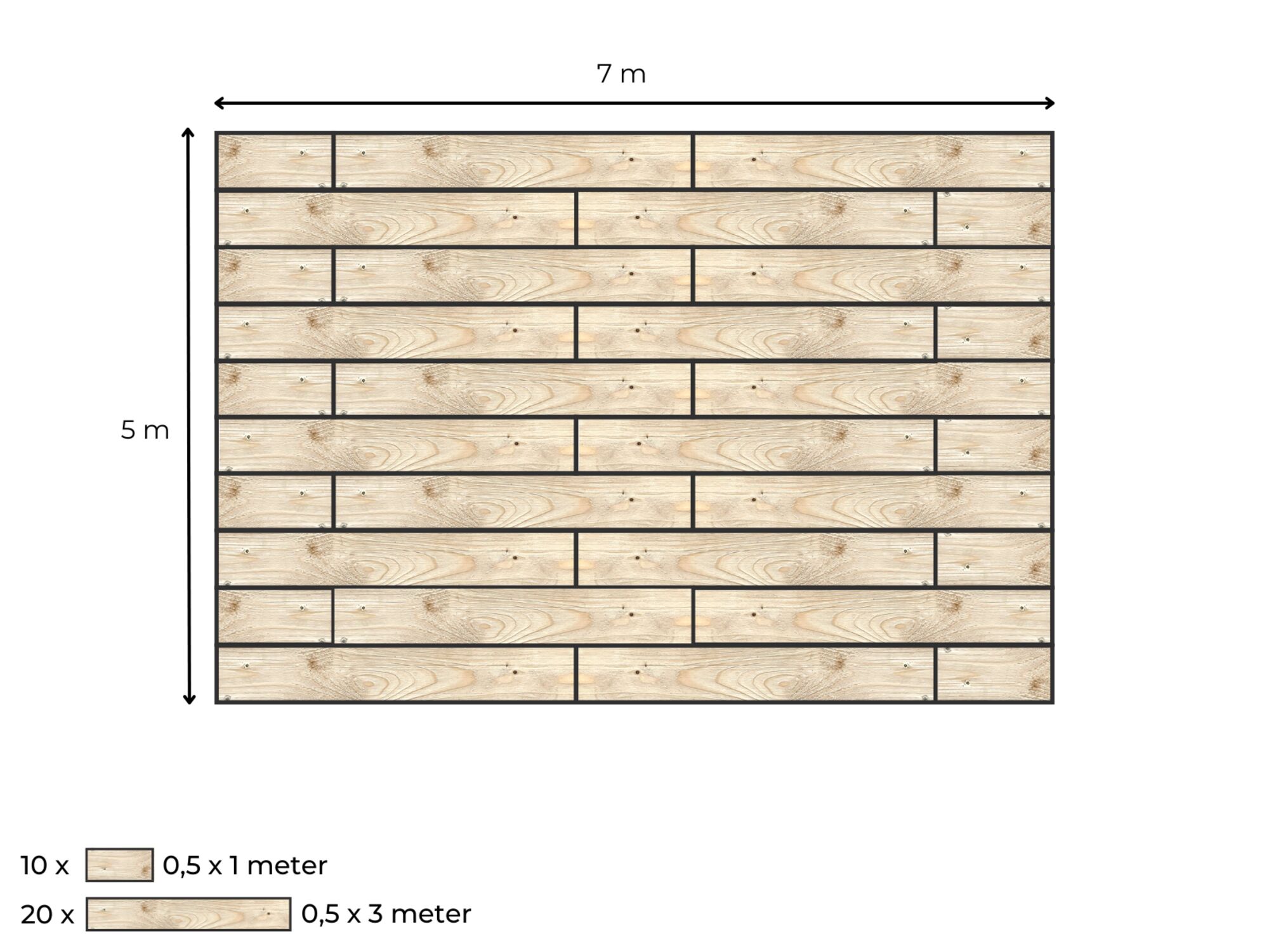 Suelo de madera completo para carpa beduina de 6.5 x 5 m
