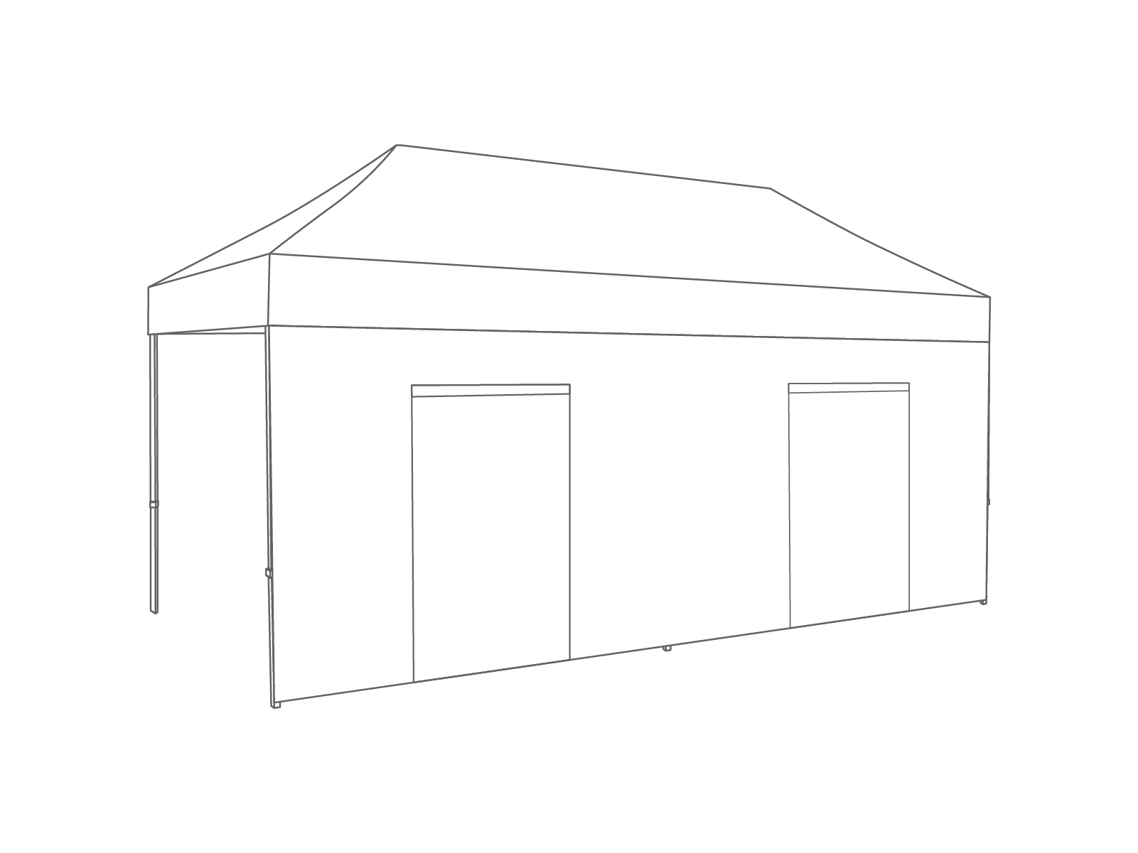 Pared lateral con puerta - 5m - PVC blanco