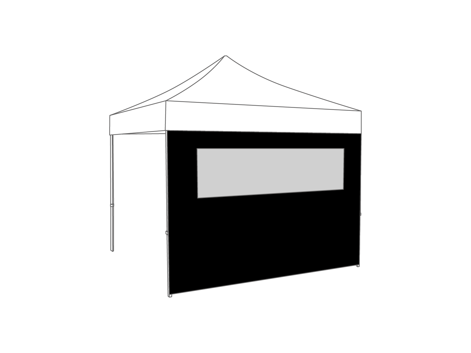 Folding tent Sidewall window - 3m - PVC (matt) Black