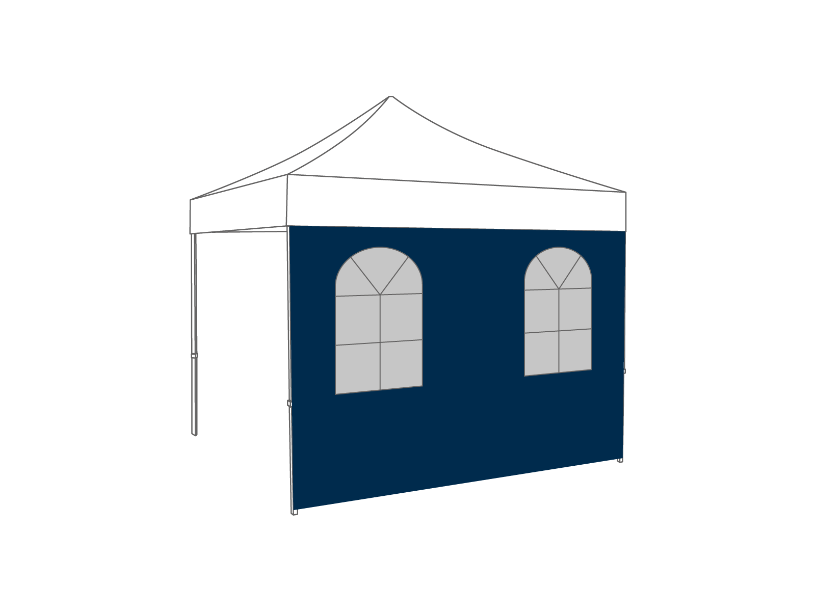 Folding tent Sidewall arched window - 4m - Polyester Dark blue