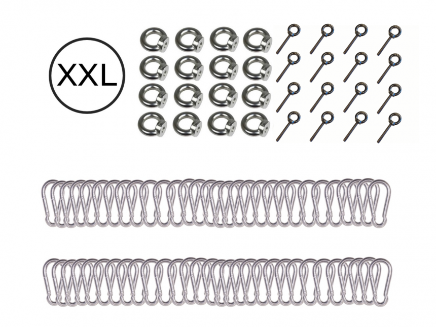 Set de mosquetones - acero inoxidable - cáncamos a medida para carpa beduina 10 x 21,5 m 