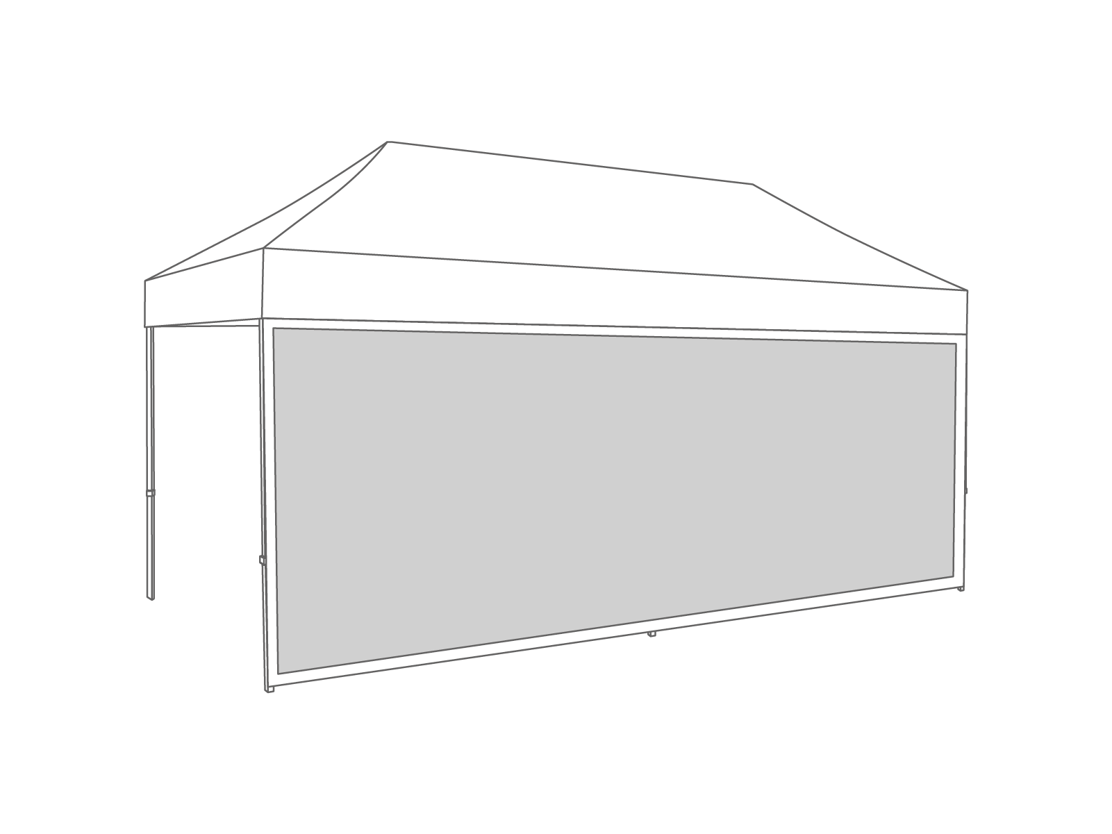 Pared lateral con ventana panorámica - 5m - Poliéster blanco
