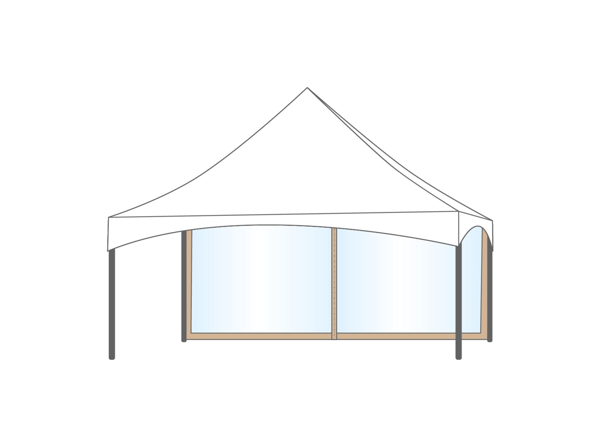 Pagodetent keder zijwand panorama 6m Zand