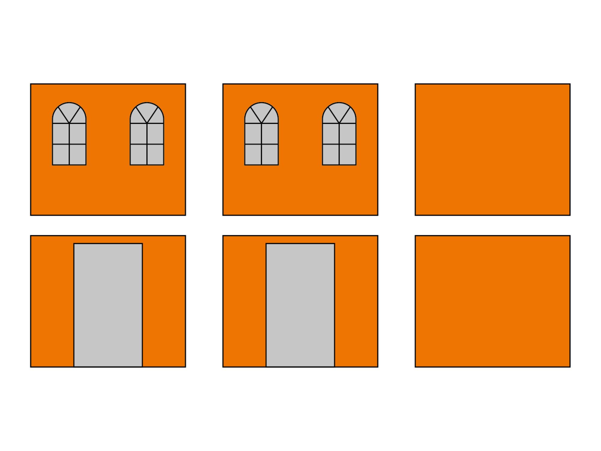 Folding tent Sidewall set with carry bag - Arched windows - 3x6m - Polyester Orange