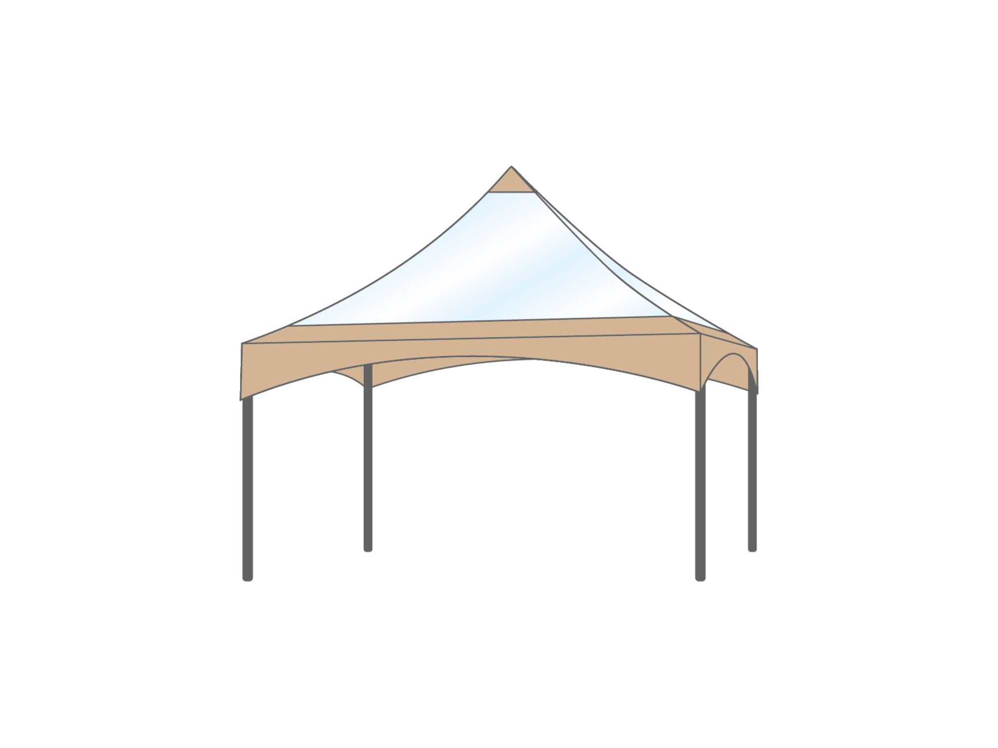 Tente pagode Toit 4x4m panoramique Sable