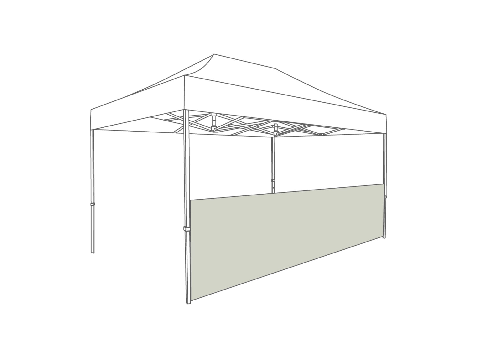 Folding tent Half wall - 4,5m - Grey