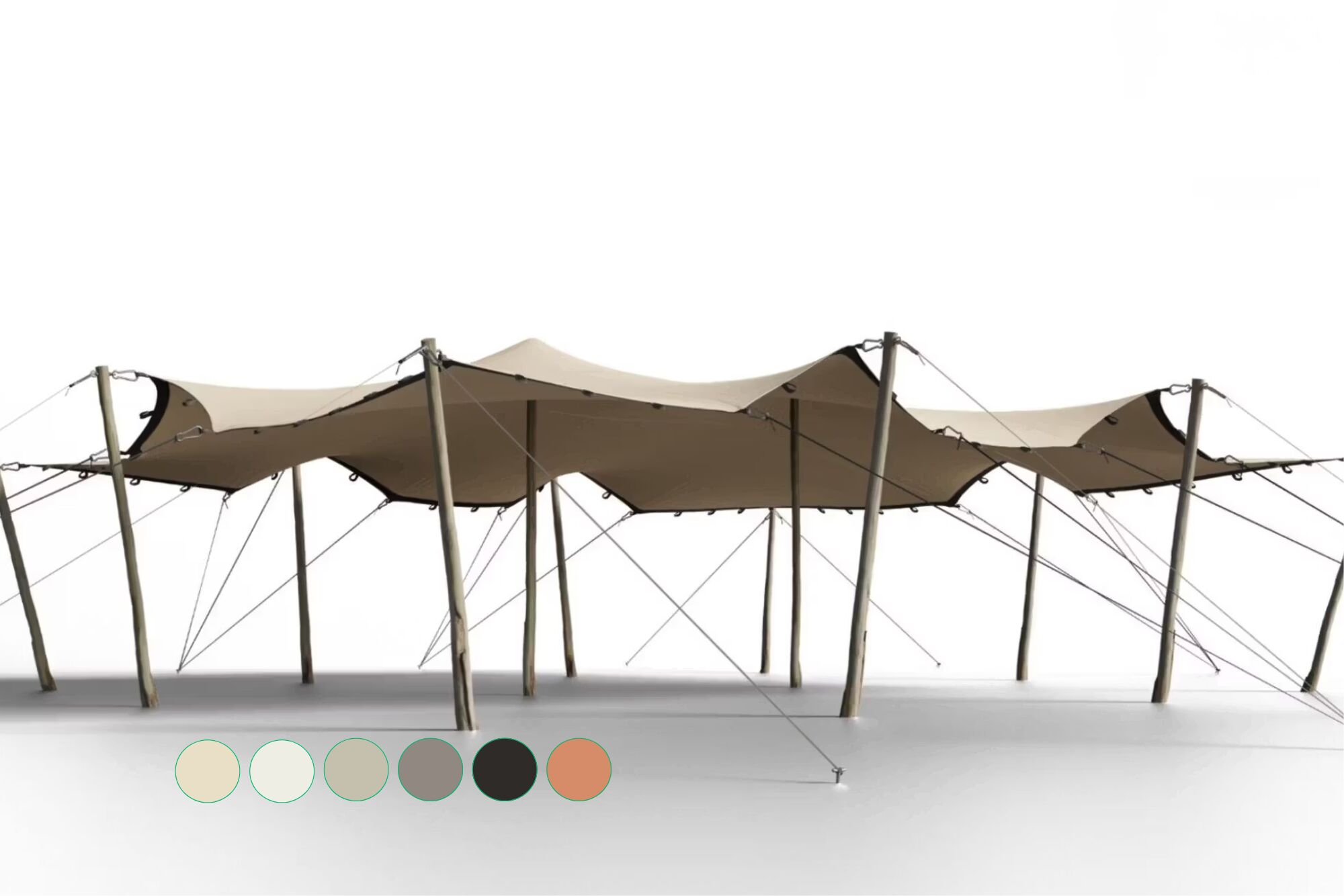 Hiflexx stretchtent zeil (740 g/m²) met lussen - 8,5 x 10 m Zand/Zand