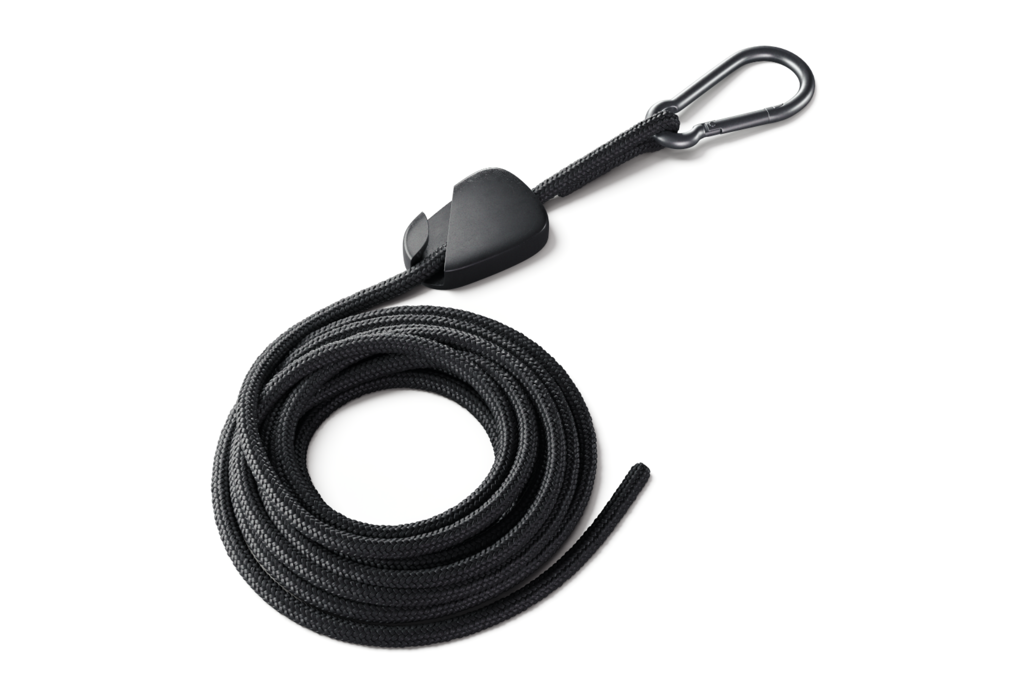 Rope with clamcleat and carabiner