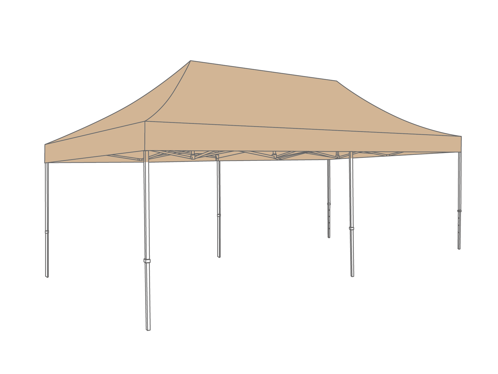Techo - carpa plegable - 4x8m - PVC (mate) arena del desierto