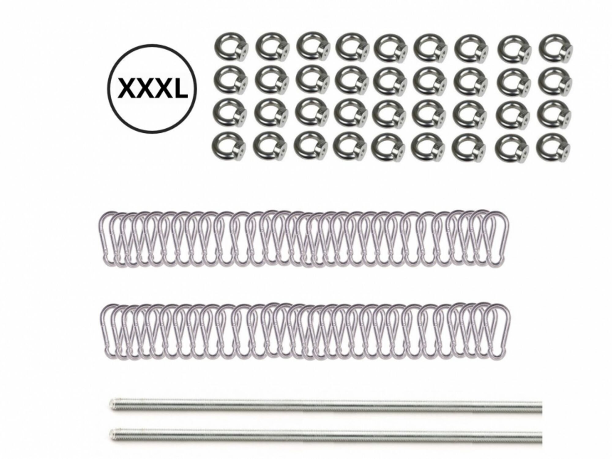 Set karabijnhaken - RVS - draadstang te verzagen voor stretchtent 15 x 20 m 
