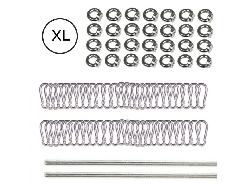 Carabiner set - galvanised - threaded rod to cut for stretch tent 10 x 15 m 