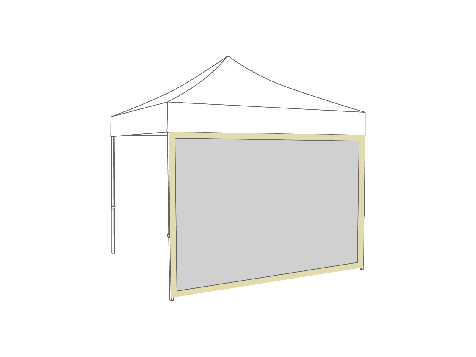 Faltpavillon Seitenwand Panoramafenster - 4 m - Polyester Creme