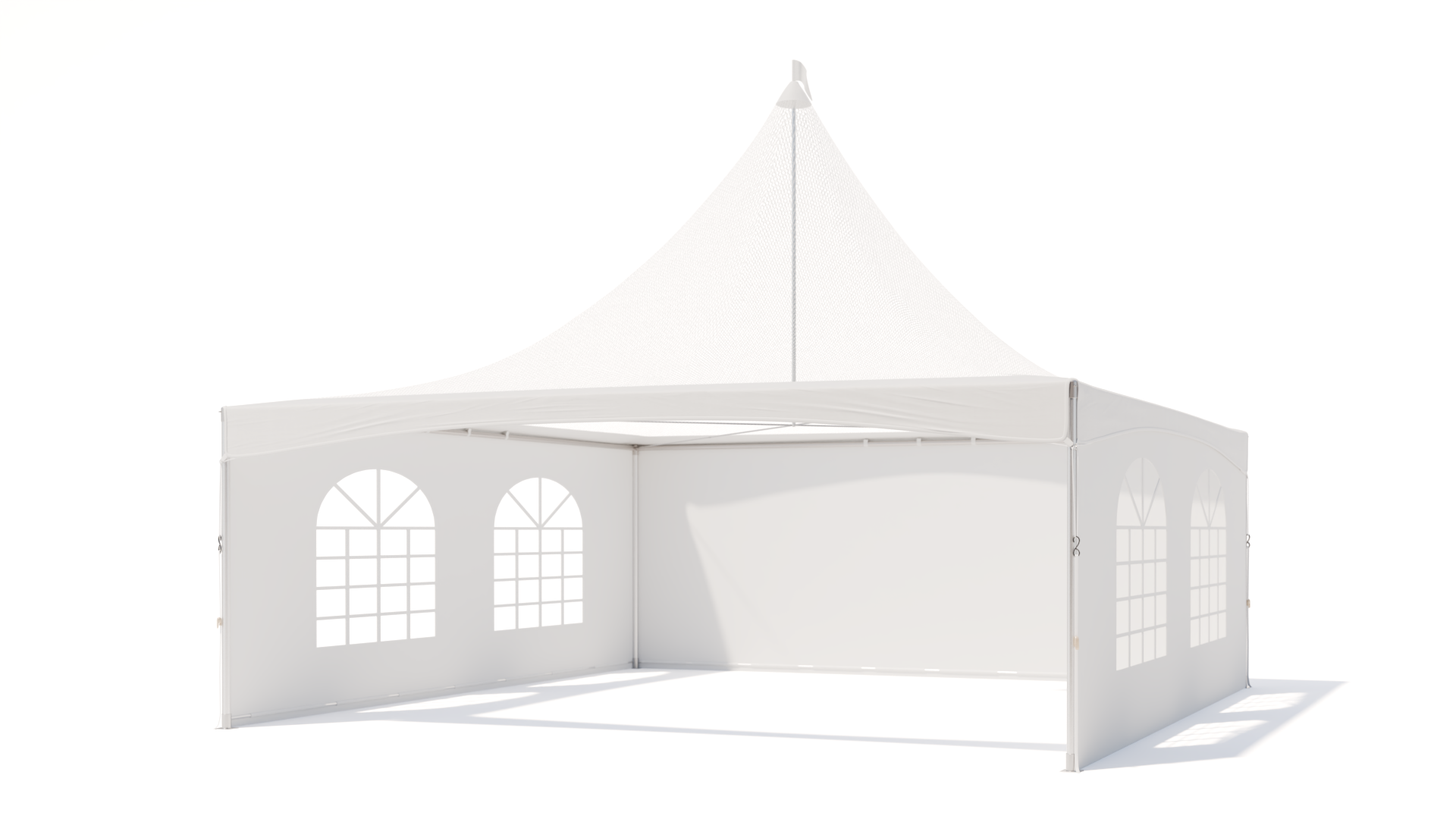 Pagoda tent keder with panorama roof white - incl sidewalls - 6x6m